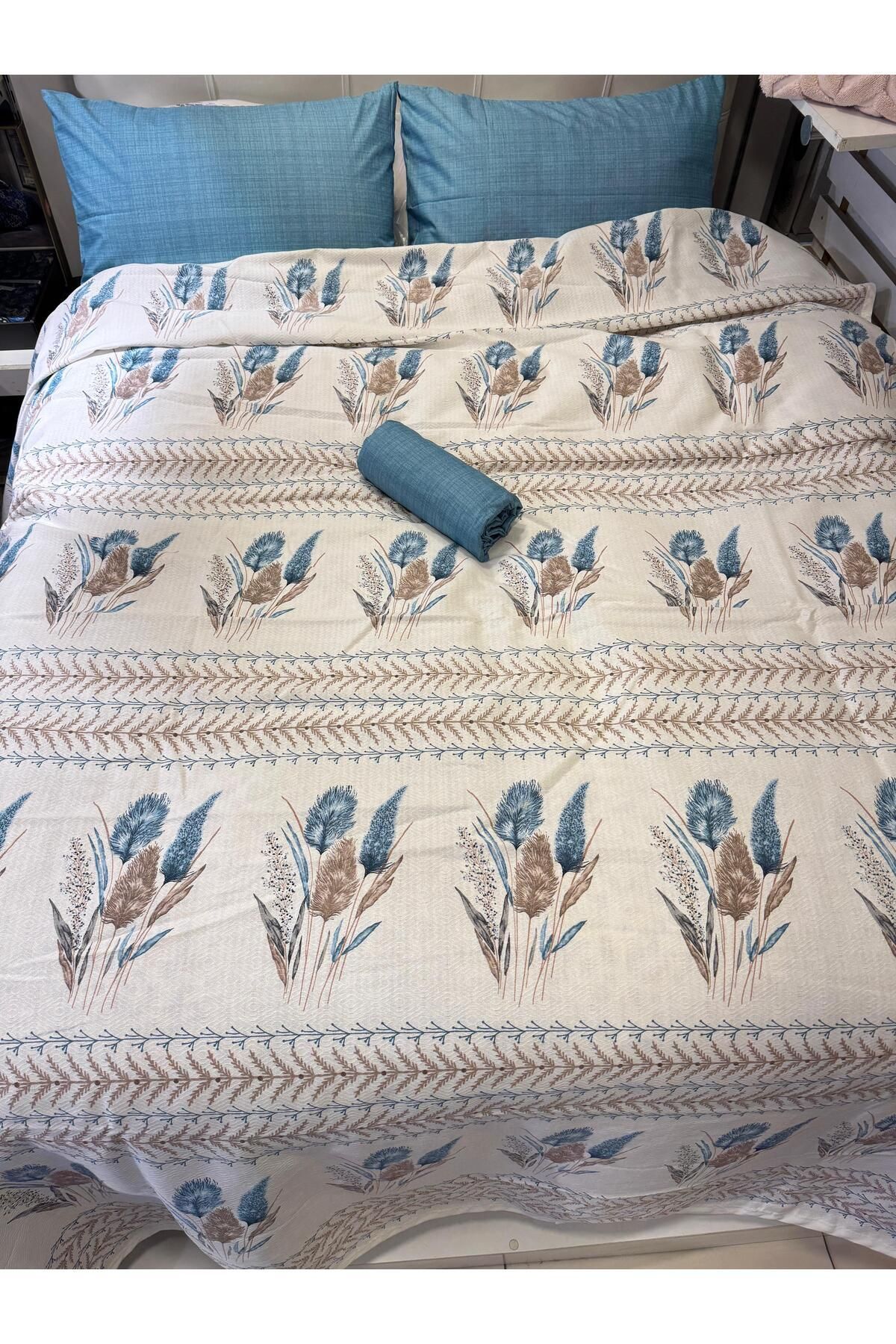 ŞENER HOME-Ekin Patterned Sheet Mint, Elastic Personality Set 6