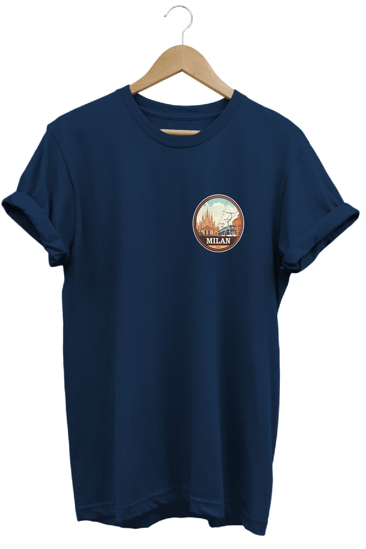 remonz Şehirler Serisi Milan Baskılı %100 Pamuk Regular Fit Bisiklet Yaka T-shirt
