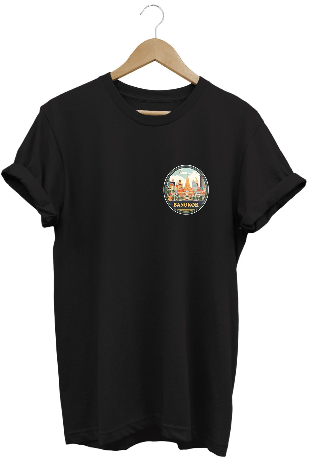 remonz Şehirler Serisi Bangkok Baskılı %100 Pamuk Regular Fit Bisiklet Yaka T-shirt