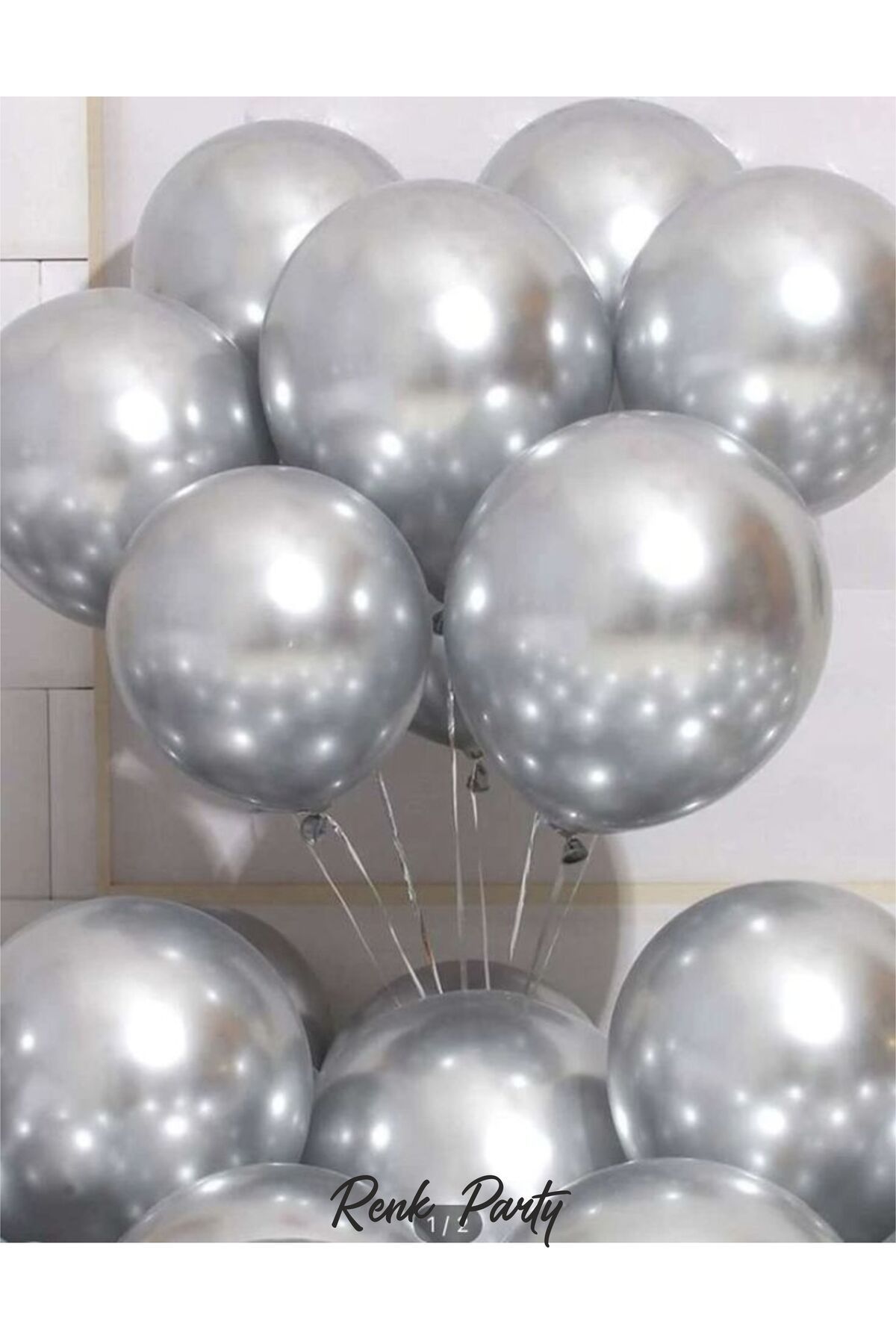renk party Krom Gümüş Balon 12 Inch 10 Adet - Chrome Balloon