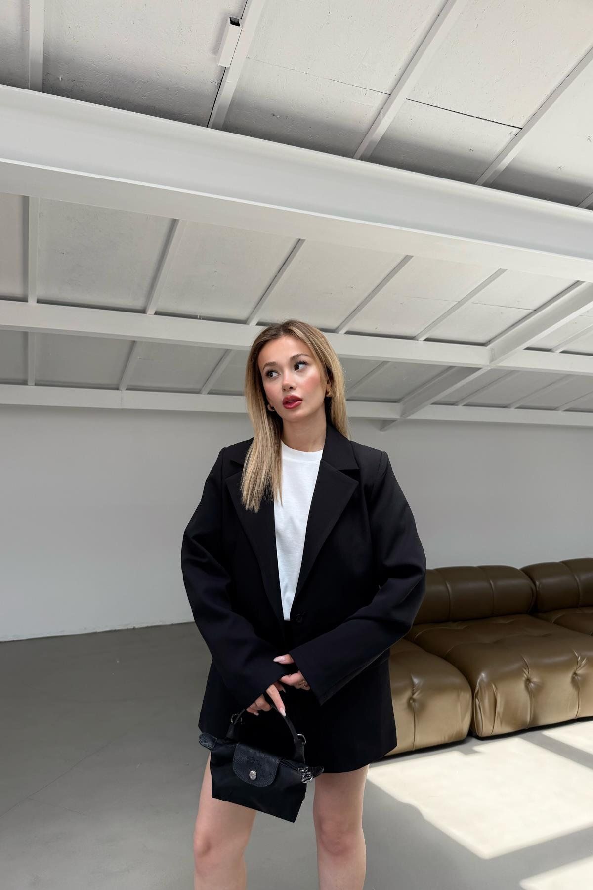 mylove Tek Düğme Blazer Ceket Siyah