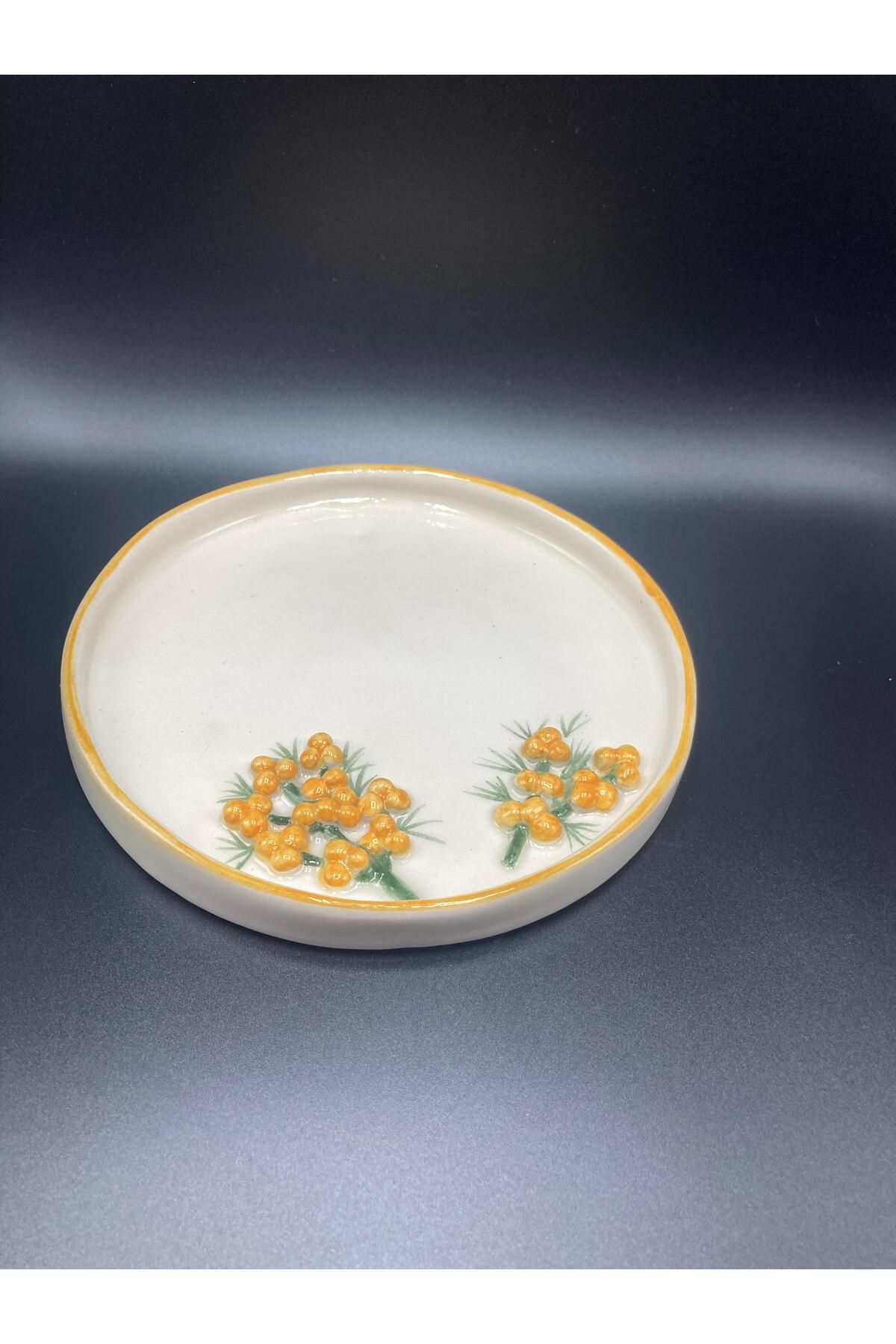 Zey Art Ceramic Design Mimoza Şıklığı Pasta Sunum Tabağı