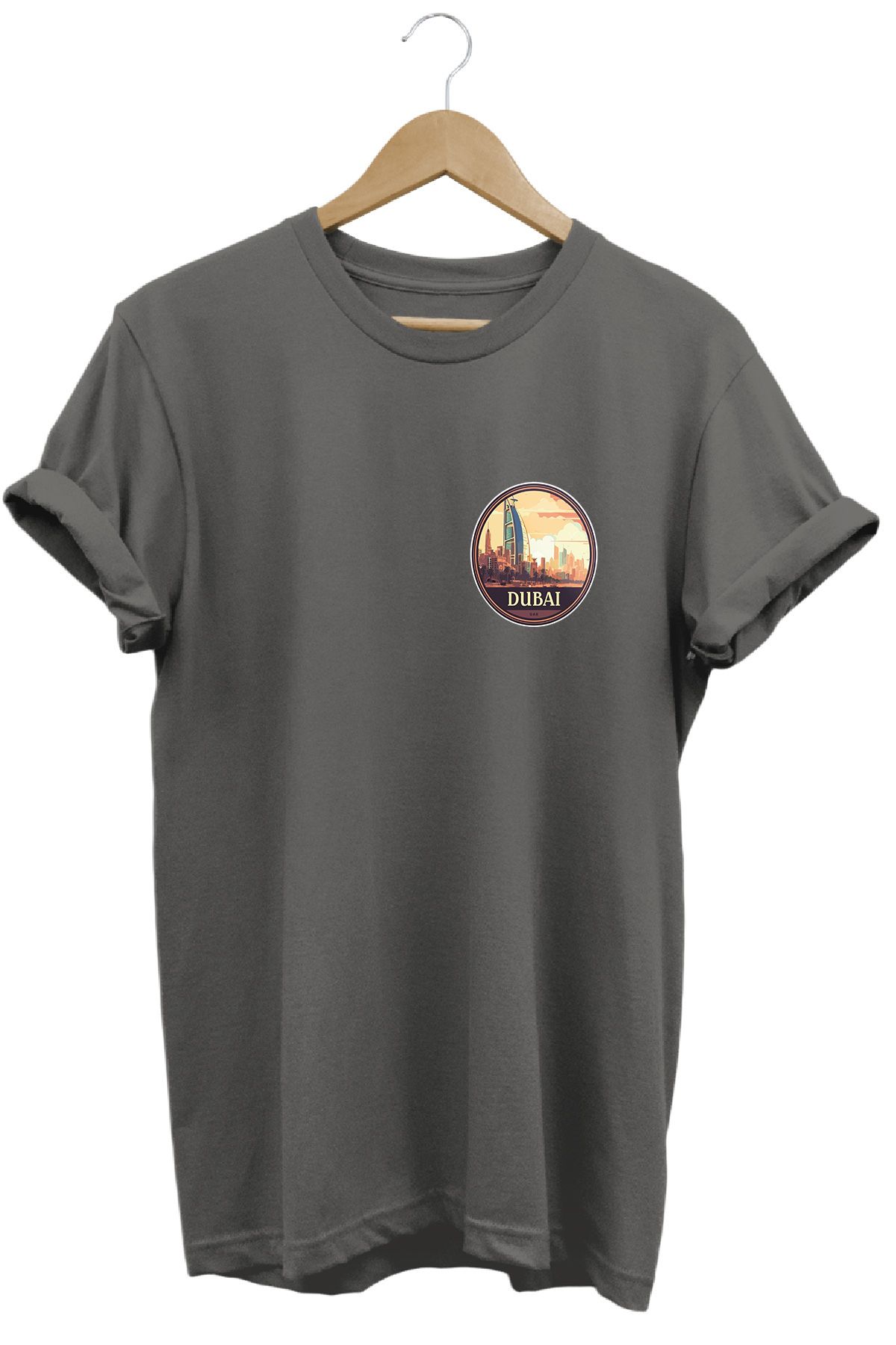 remonz Şehirler Serisi Dubai Baskılı %100 Pamuk Regular Fit Bisiklet Yaka T-shirt