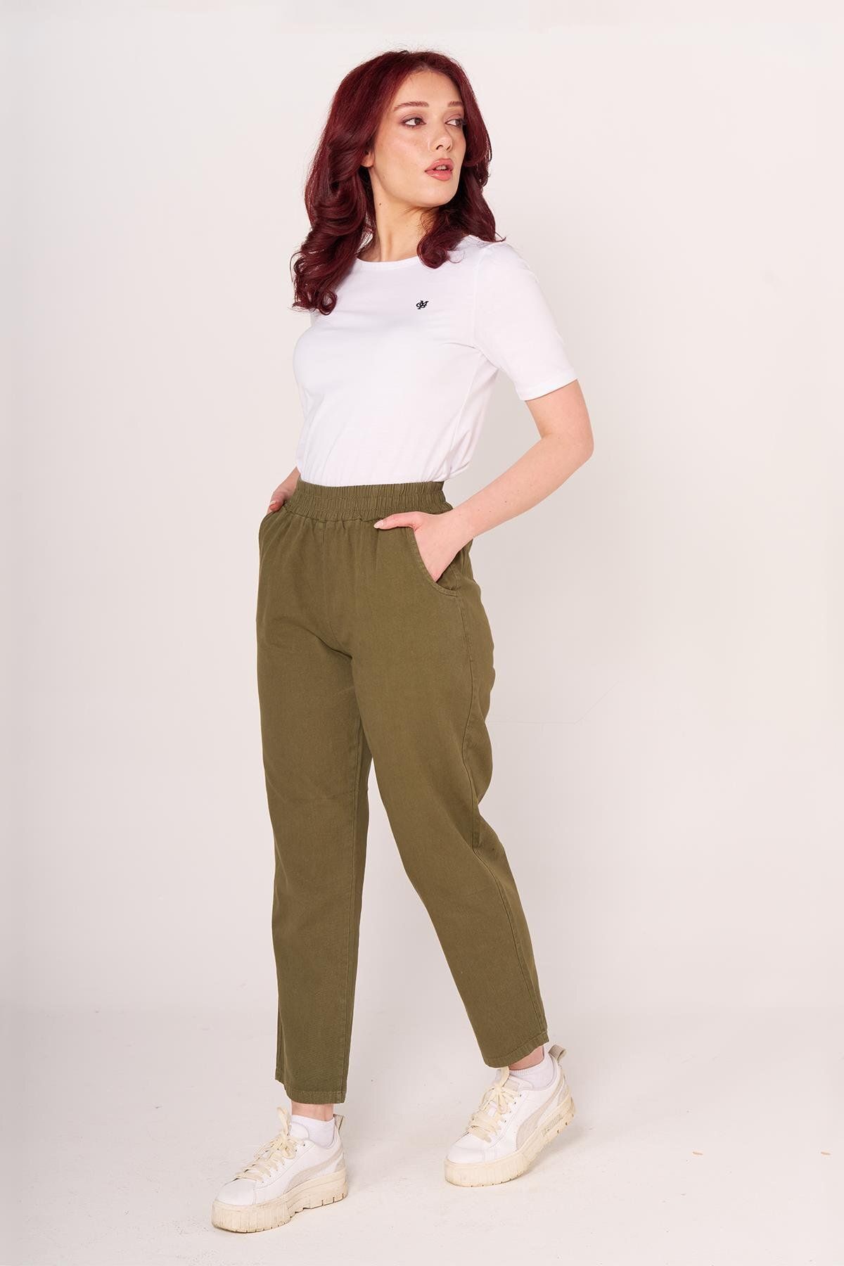 Villager&Son Brs Gabardin Beli Lastikli Klasık Pantolon 24y Sf YEŞİL