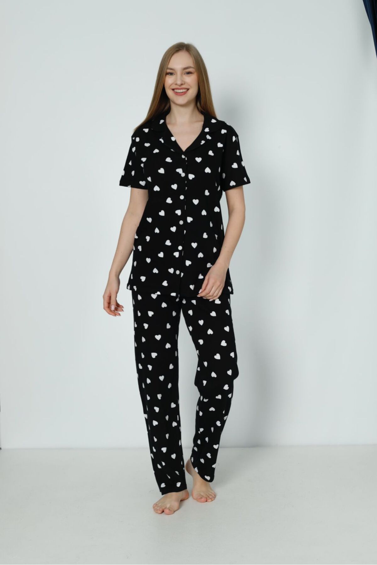 MODA Kalpli Düğmeli Pijama Takımı