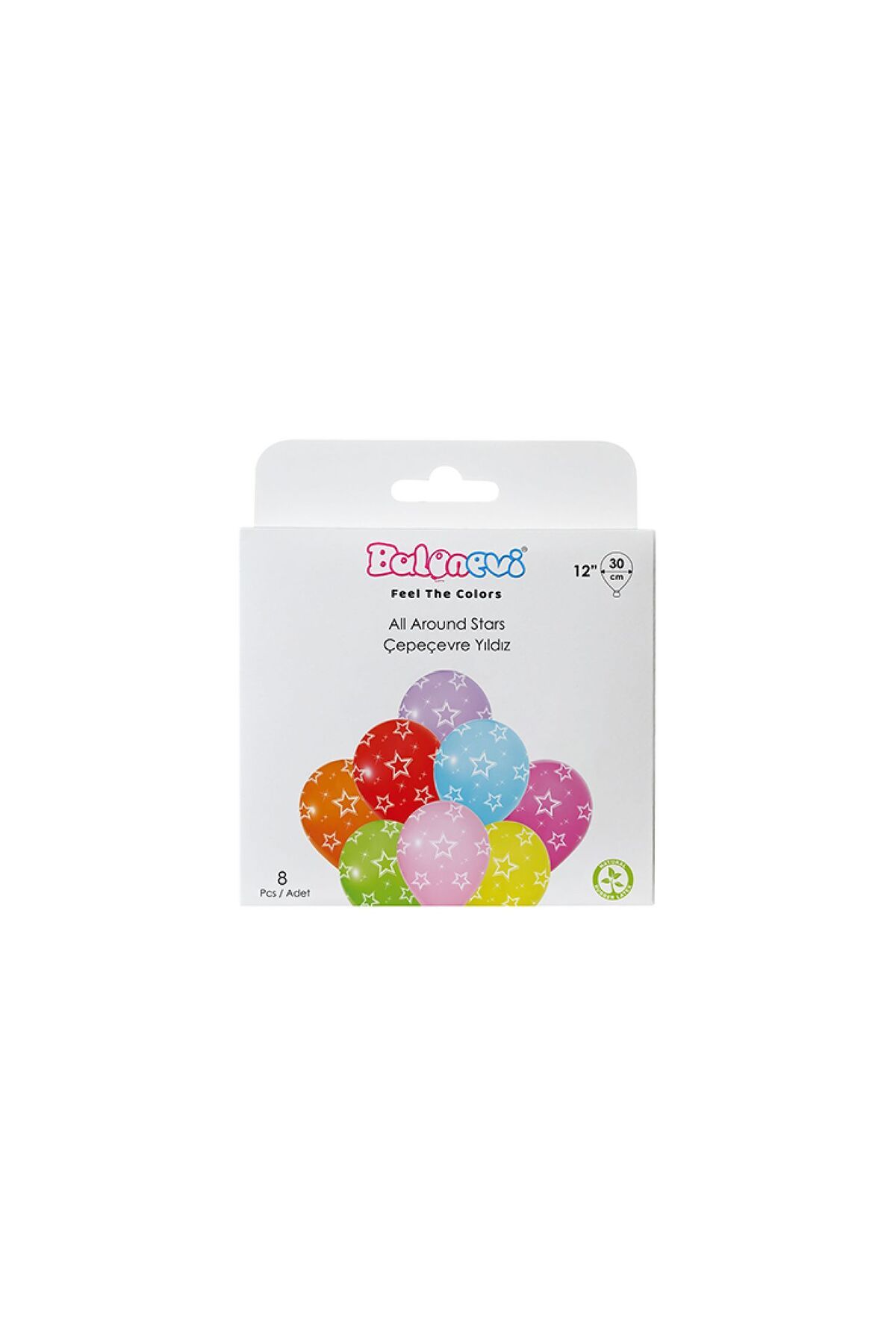 TATLI GÜNLER ÇEPEÇEVRE YILDIZ BASKILI 12" BALON SETİ 8'Lİ