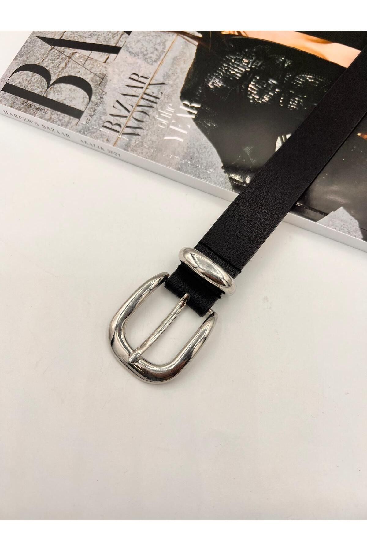 NOİR LUXE Basic Tokalı Silver Kadın Kemer Pantolon Kemeri Elbise Kemeri Gömlek Kemeri Ceket Kemeri