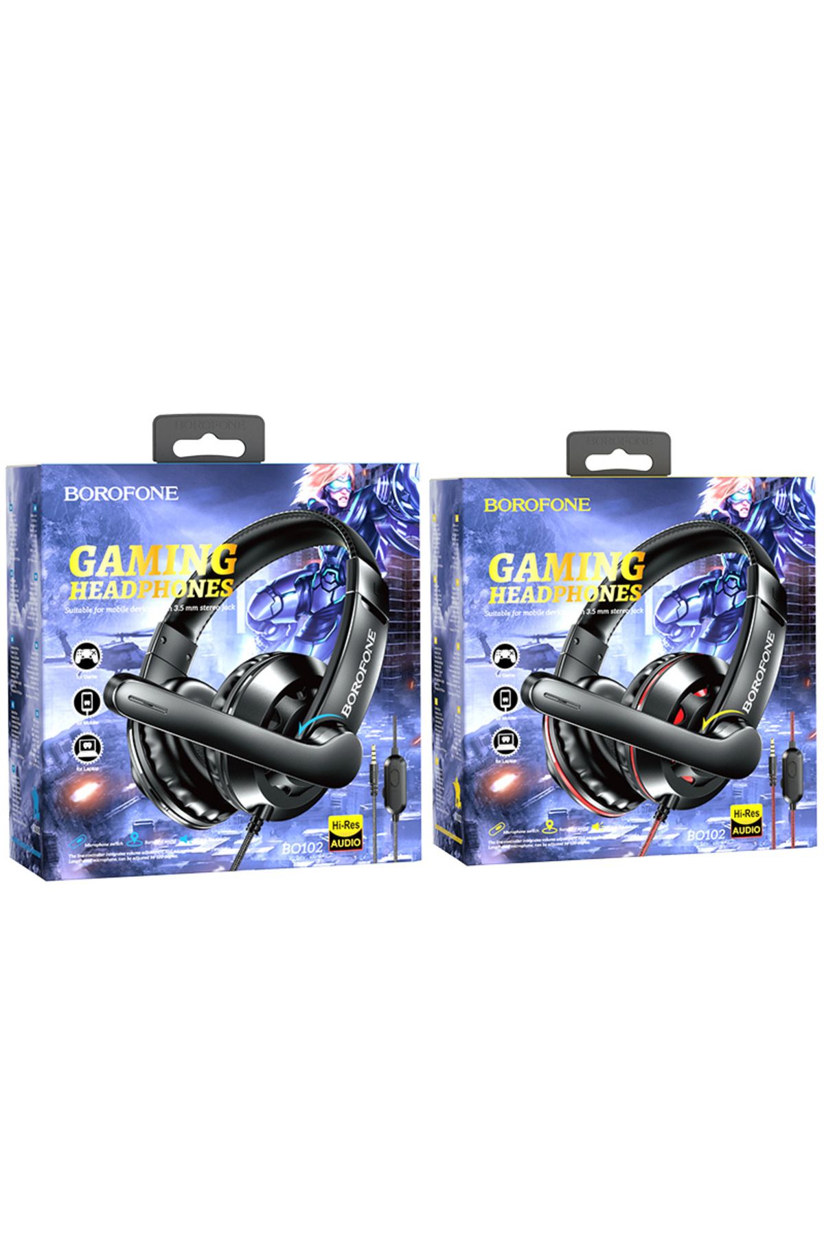 Borofone-Gaming Headset with Microphone Borofone with Immersive Sound and Extended Comfort 3.5 mm Jack Black 6