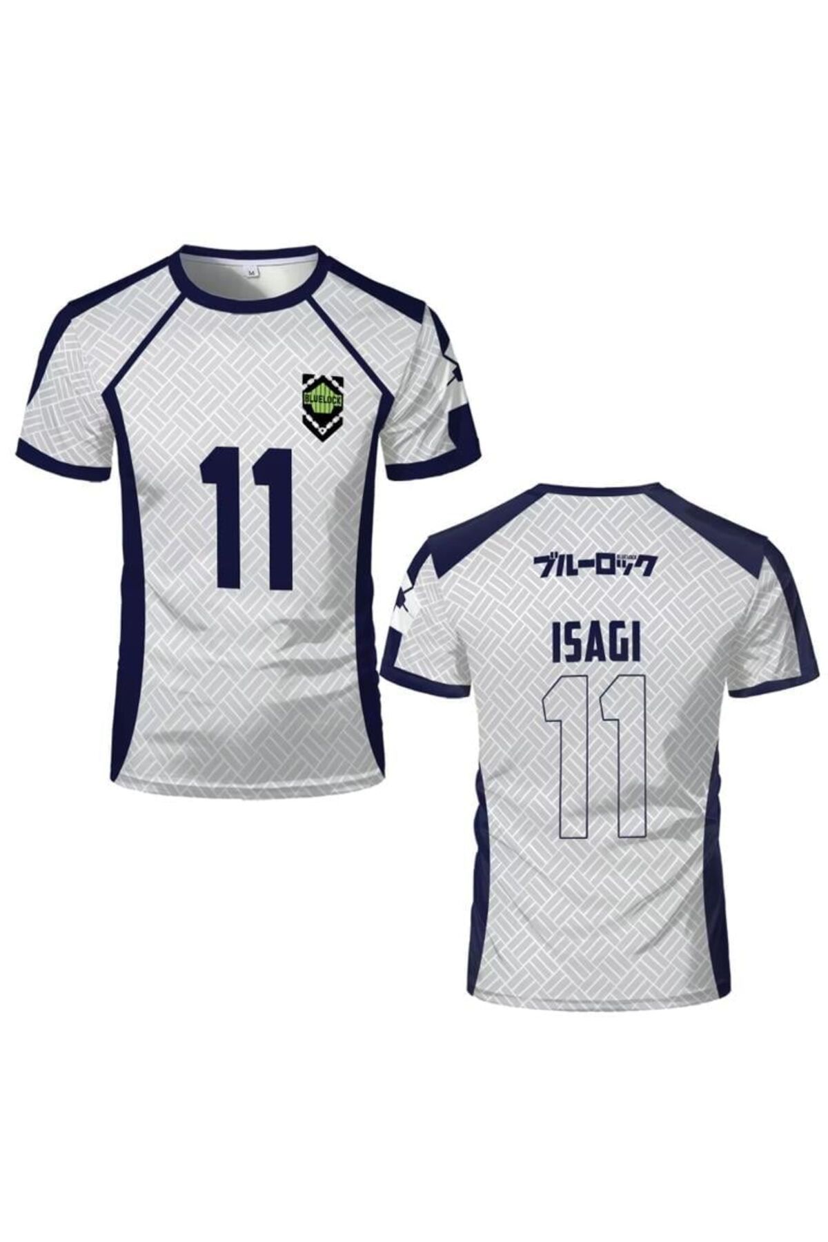 Karakedi Anime Blue Lock NO 11 Isagi Forma Beyaz Mavi Unisex Tshirt