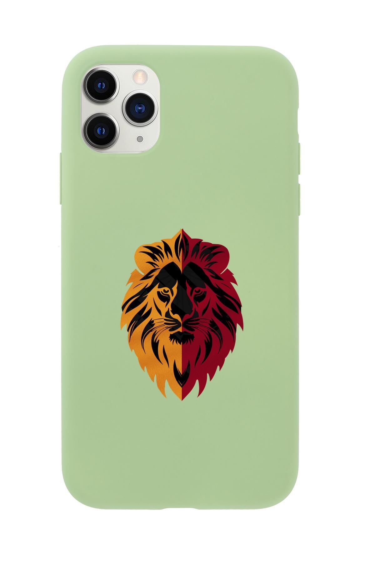 mooodcase iPhone 11 Pro Uyumlu Sarı Kırmızı Aslan Desenli Premium Silikonlu Telefon Kılıfı