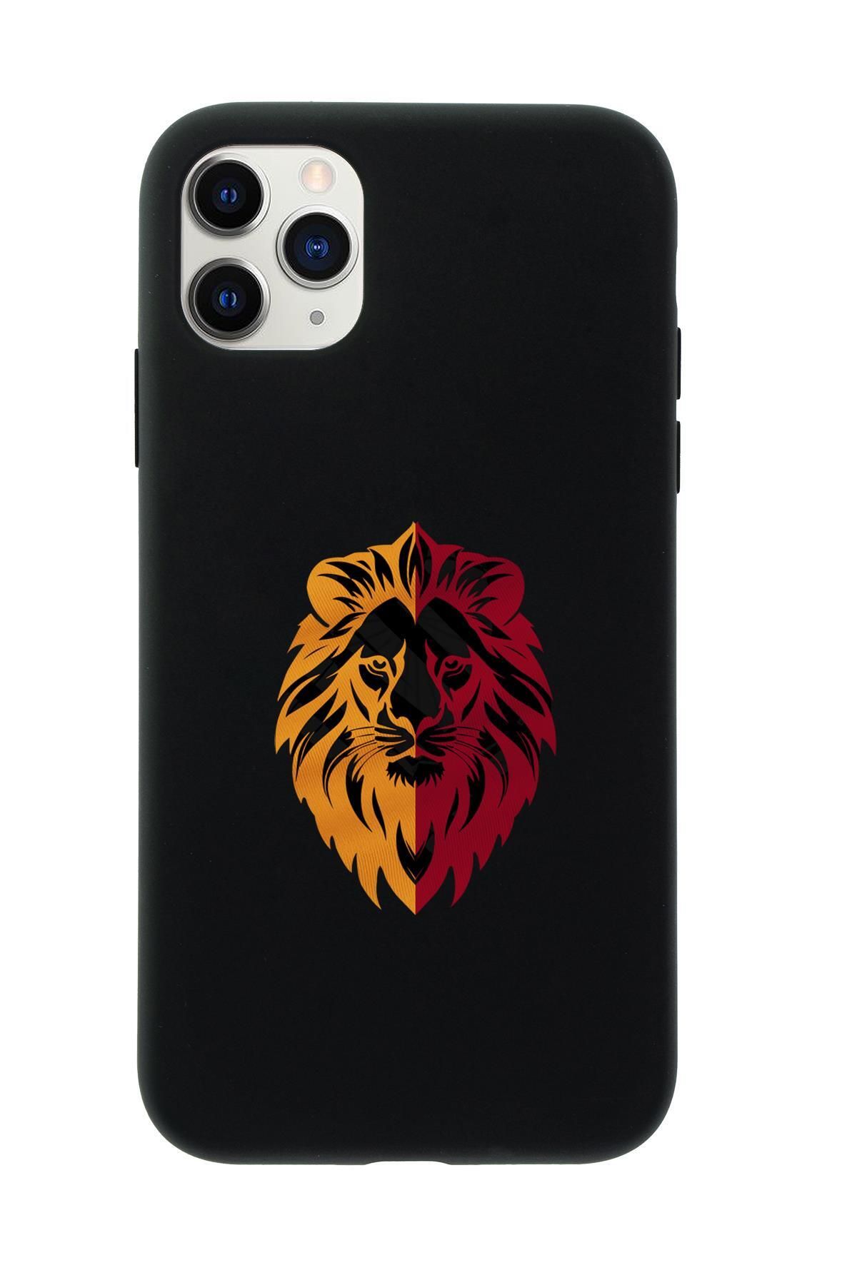 mooodcase iPhone 11 Pro Max Uyumlu Sarı Kırmızı Aslan Desenli Premium Silikonlu Telefon Kılıfı