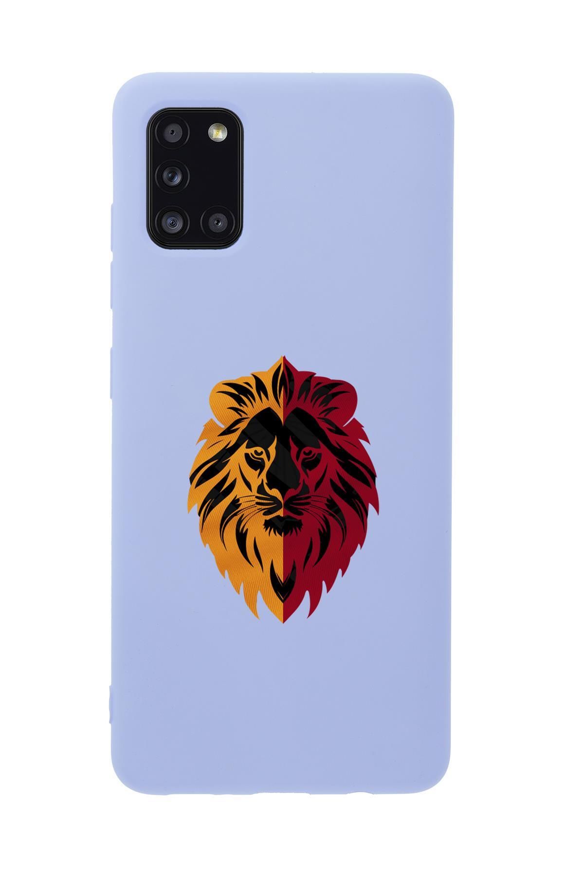 mooodcase Samsung A31 Uyumlu Sarı Kırmızı Aslan Desenli Premium Silikonlu Telefon Kılıfı