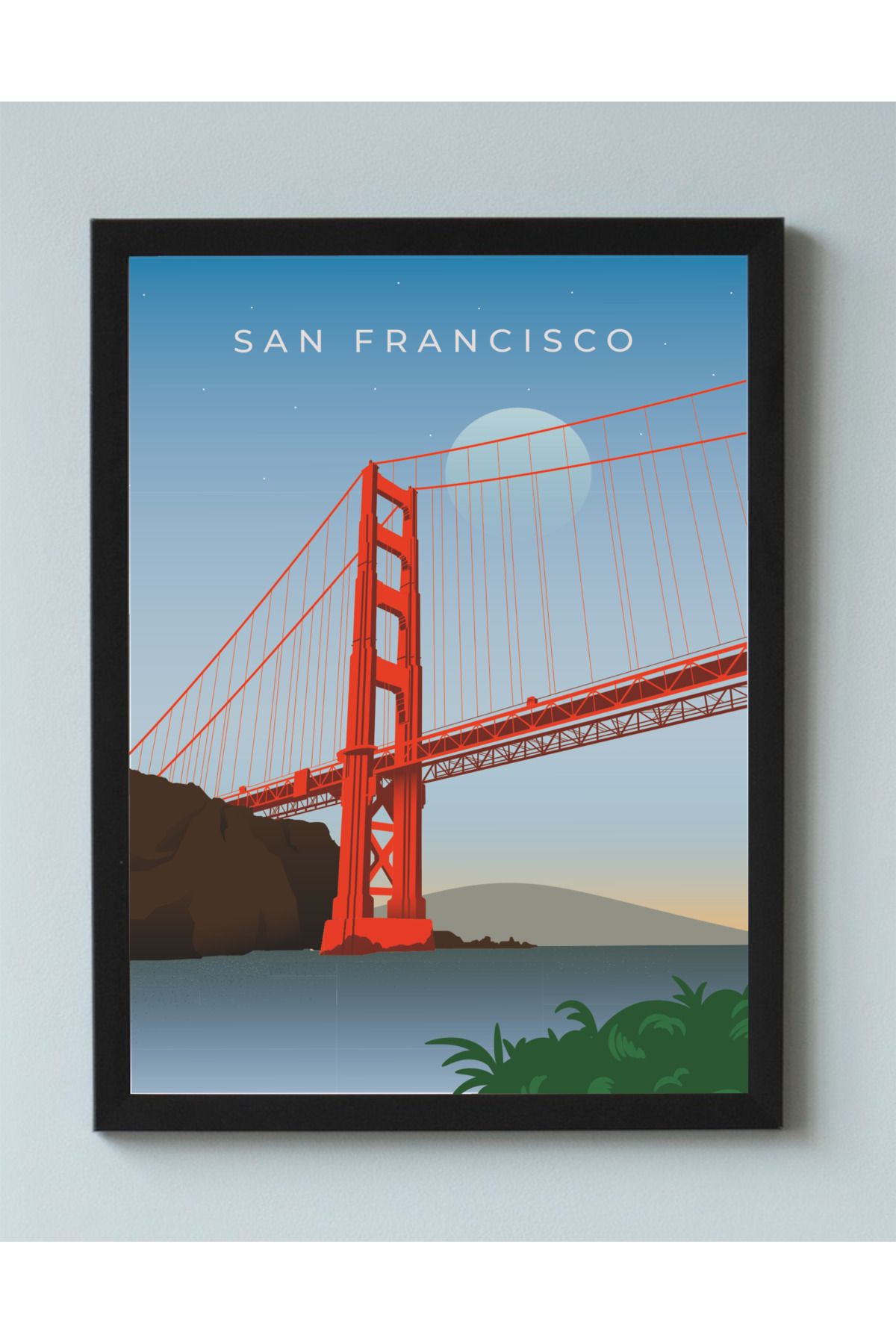 Erdizayn 30x42 cm San Francisco İtalya, Poster Çerçeveli Tablo Dijital Tasarımlı Dekoratif Hediyelik