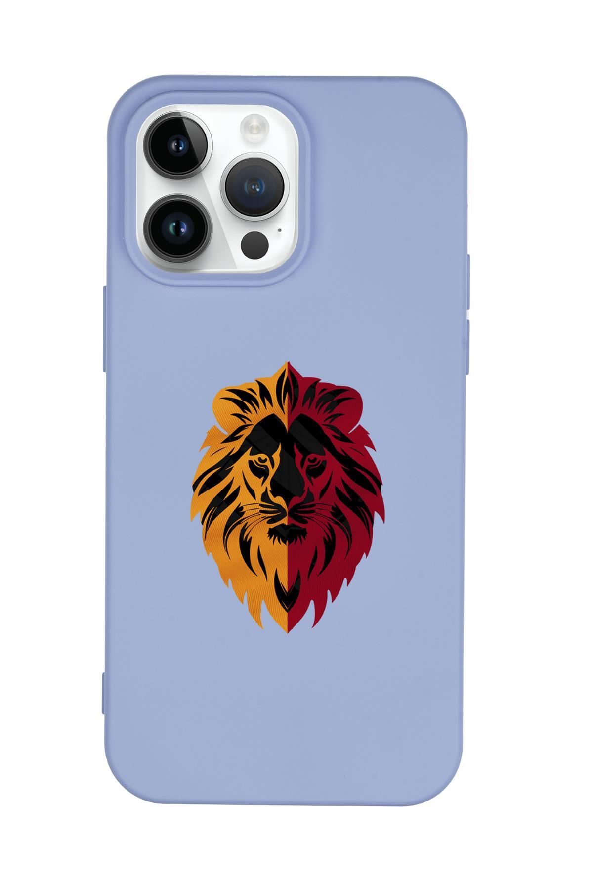 mooodcase iPhone 15 Pro Max Uyumlu Sarı Kırmızı Aslan Desenli Premium Silikonlu Telefon Kılıfı