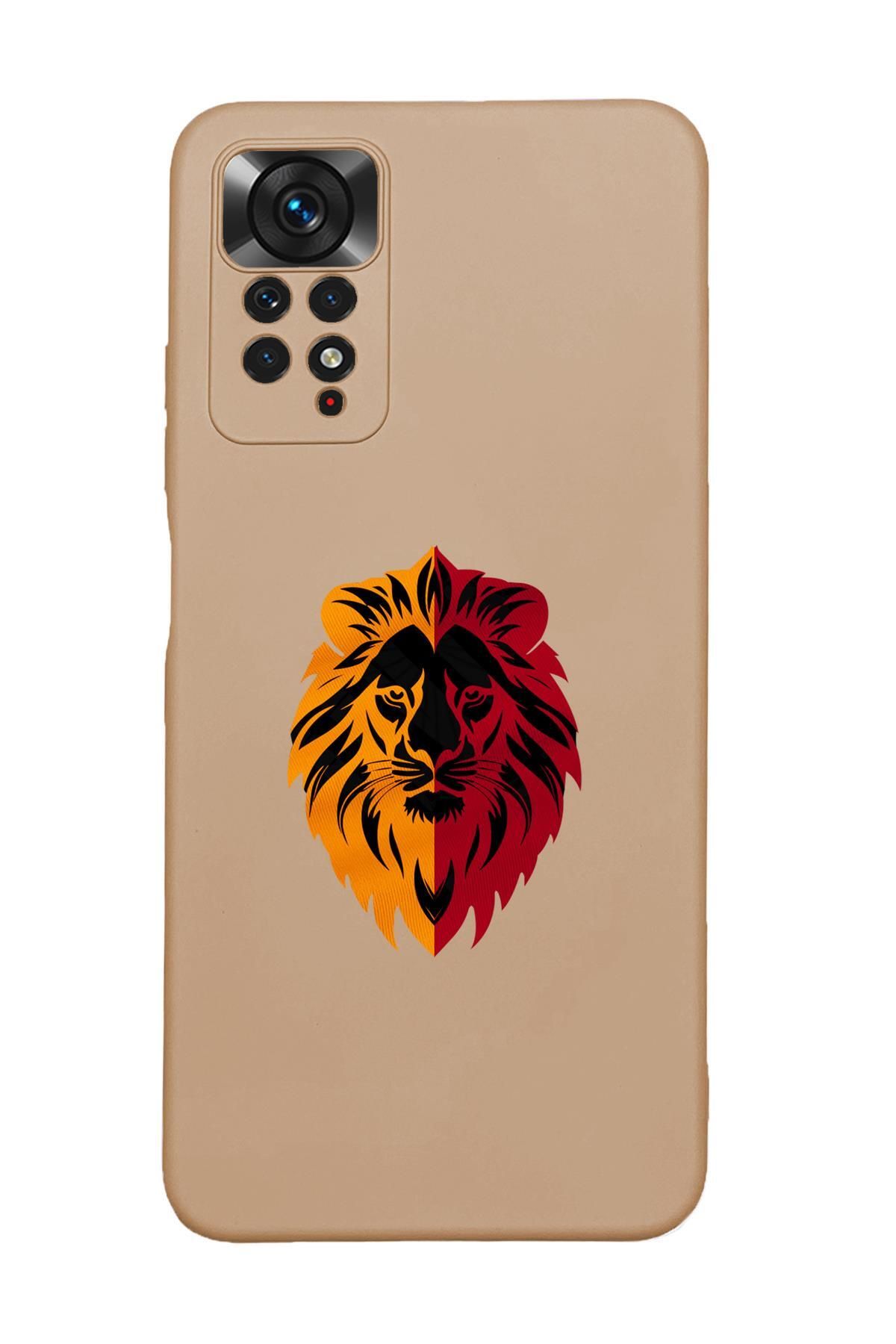 mooodcase Xiaomi Redmi Note 11 Uyumlu Uyumlu Sarı Kırmızı Aslan Desenli Premium Silikonlu Lansman Telefon Kılı