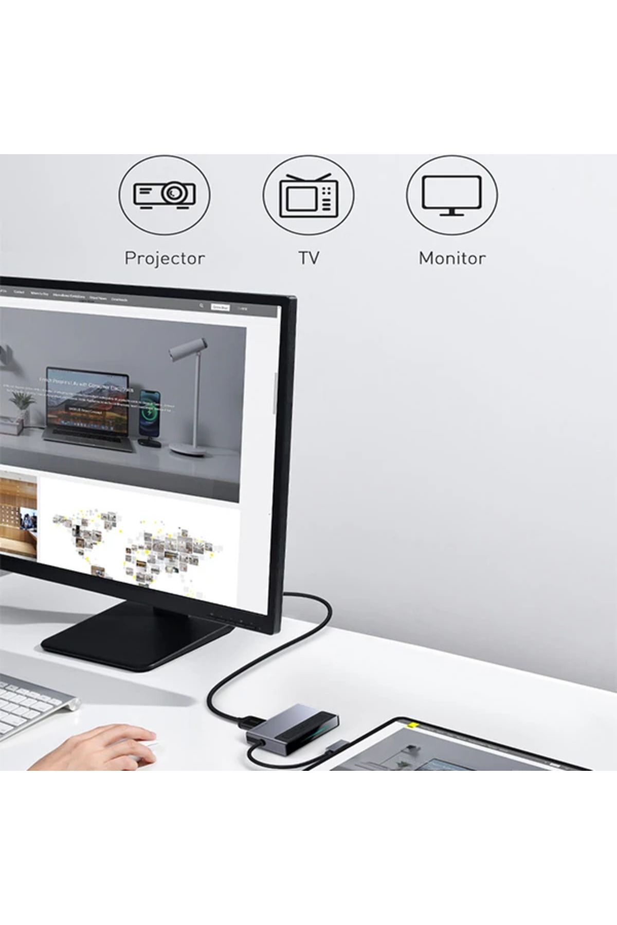 Baseus-Stație de andocare Hub Baseus Multifuncțională USB-A USB-C HDMI SD MicroSD Mufă 3.5mm PC 100W USB Tip-C 13