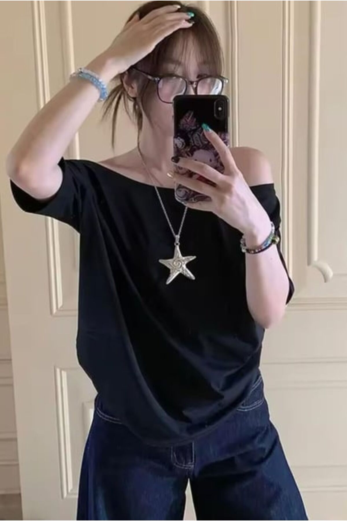 Karakedi Basic Düşük Omuz Geniş Yaka Detay Kısa Kollu Kadın Tshirt