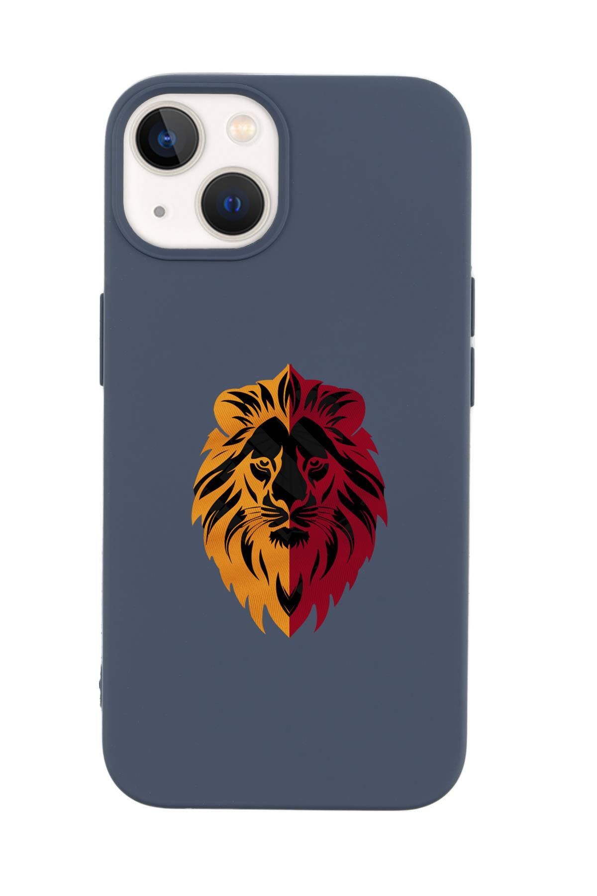 mooodcase iPhone 14 Uyumlu Sarı Kırmızı Aslan Desenli Premium Silikonlu Telefon Kılıfı