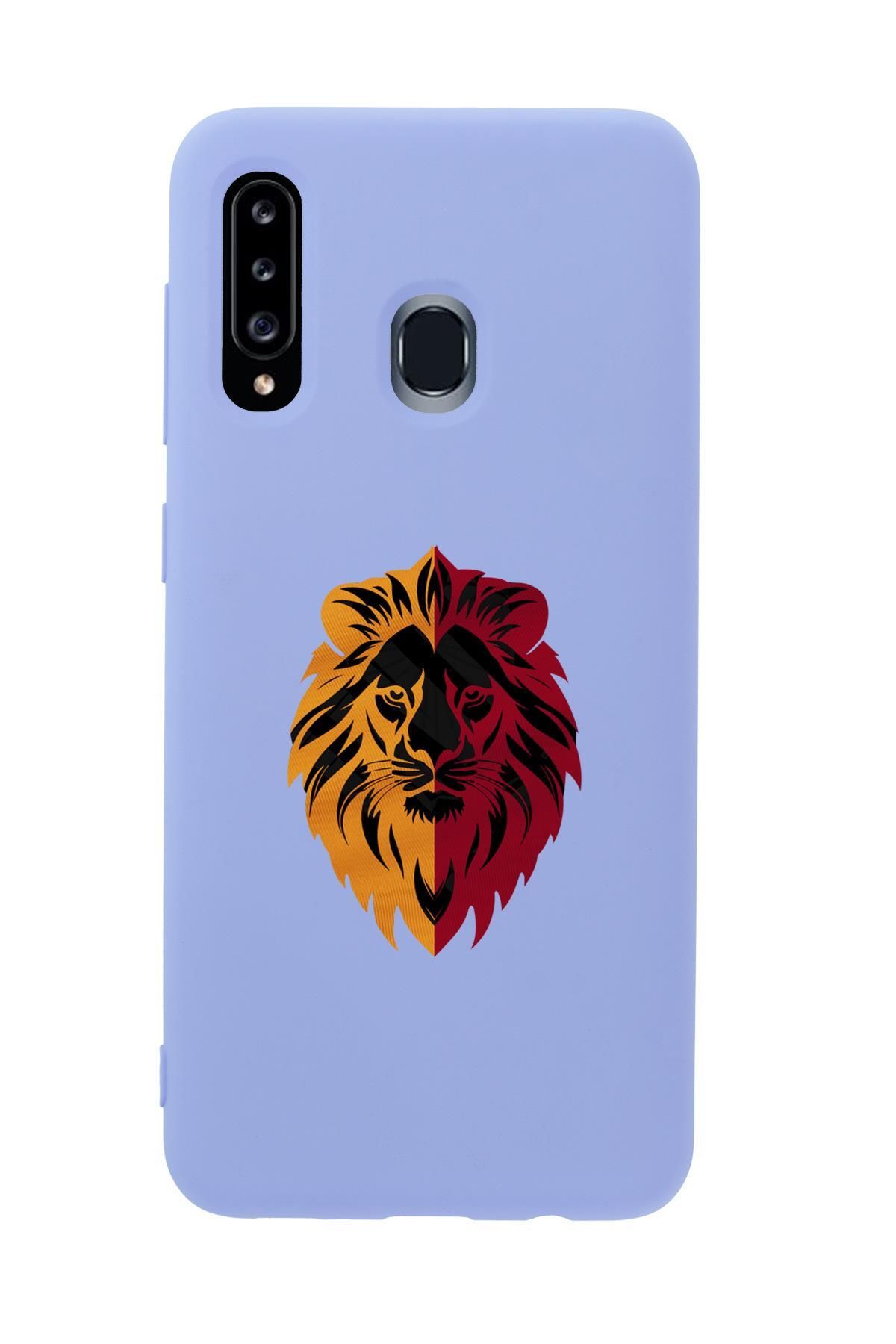 mooodcase Samsung A20S Uyumlu Sarı Kırmızı Aslan Desenli Premium Silikonlu Telefon Kılıfı