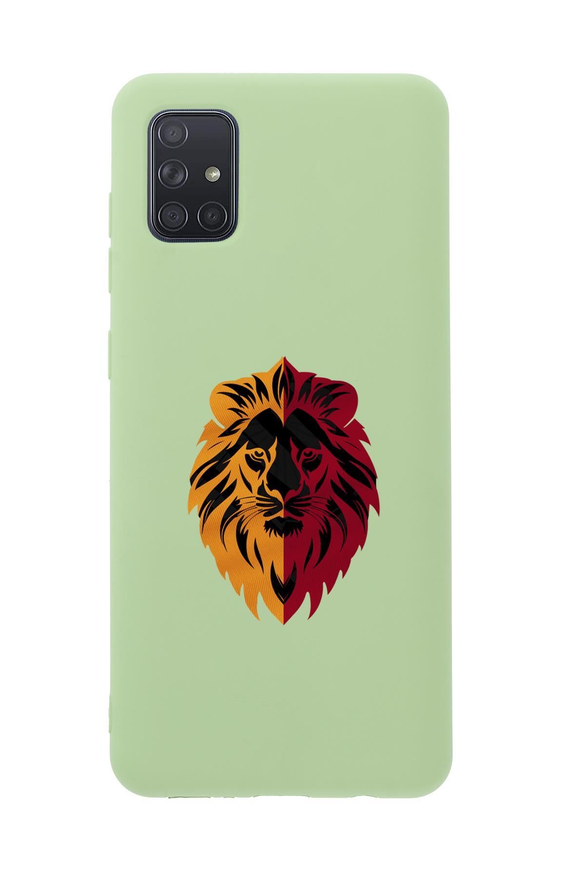mooodcase Samsung A71 Uyumlu Sarı Kırmızı Aslan Desenli Premium Silikonlu Telefon Kılıfı