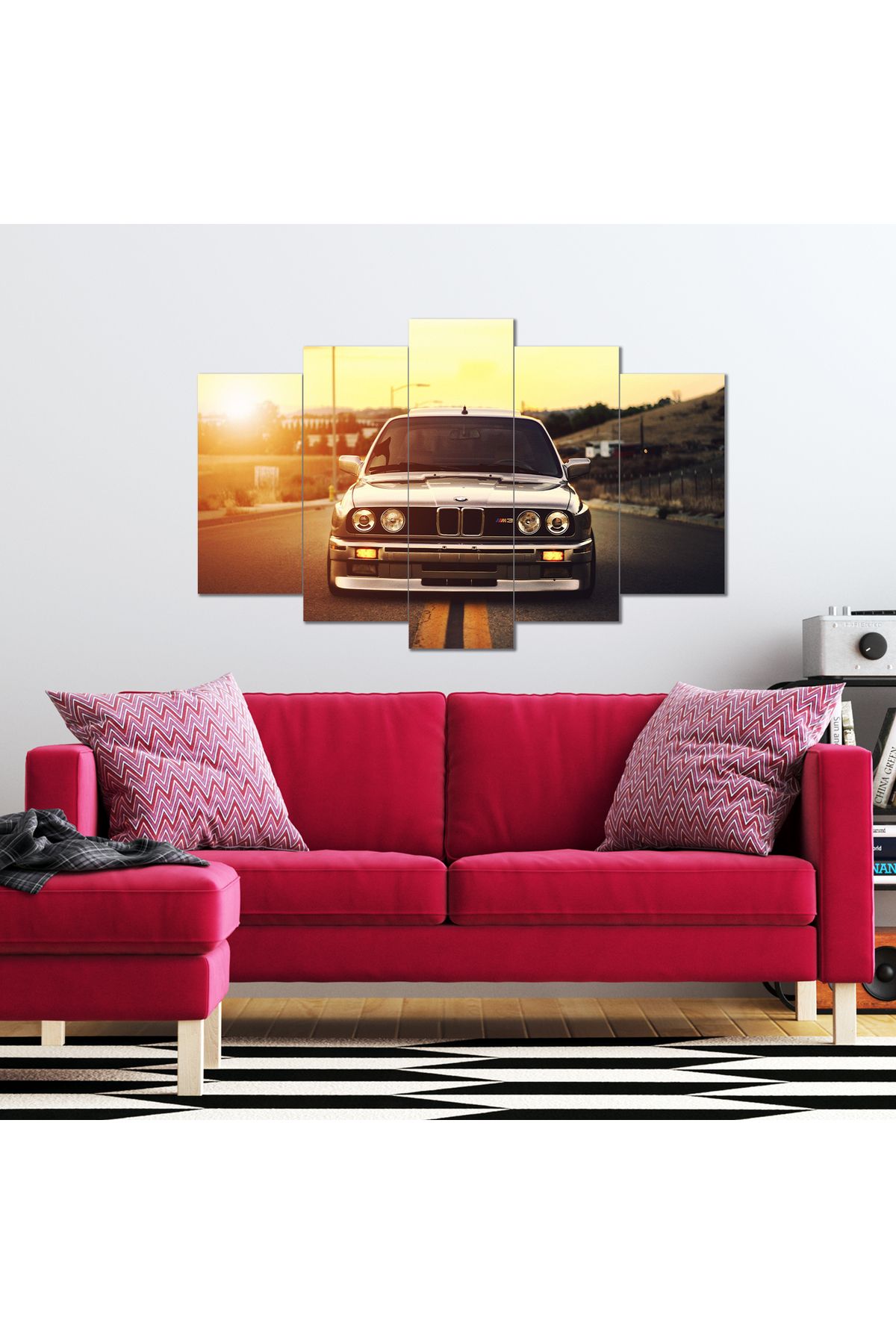 hepsidahilcom Klasik BMW serisi Araba Görselli 5 Parça MDF Tablo