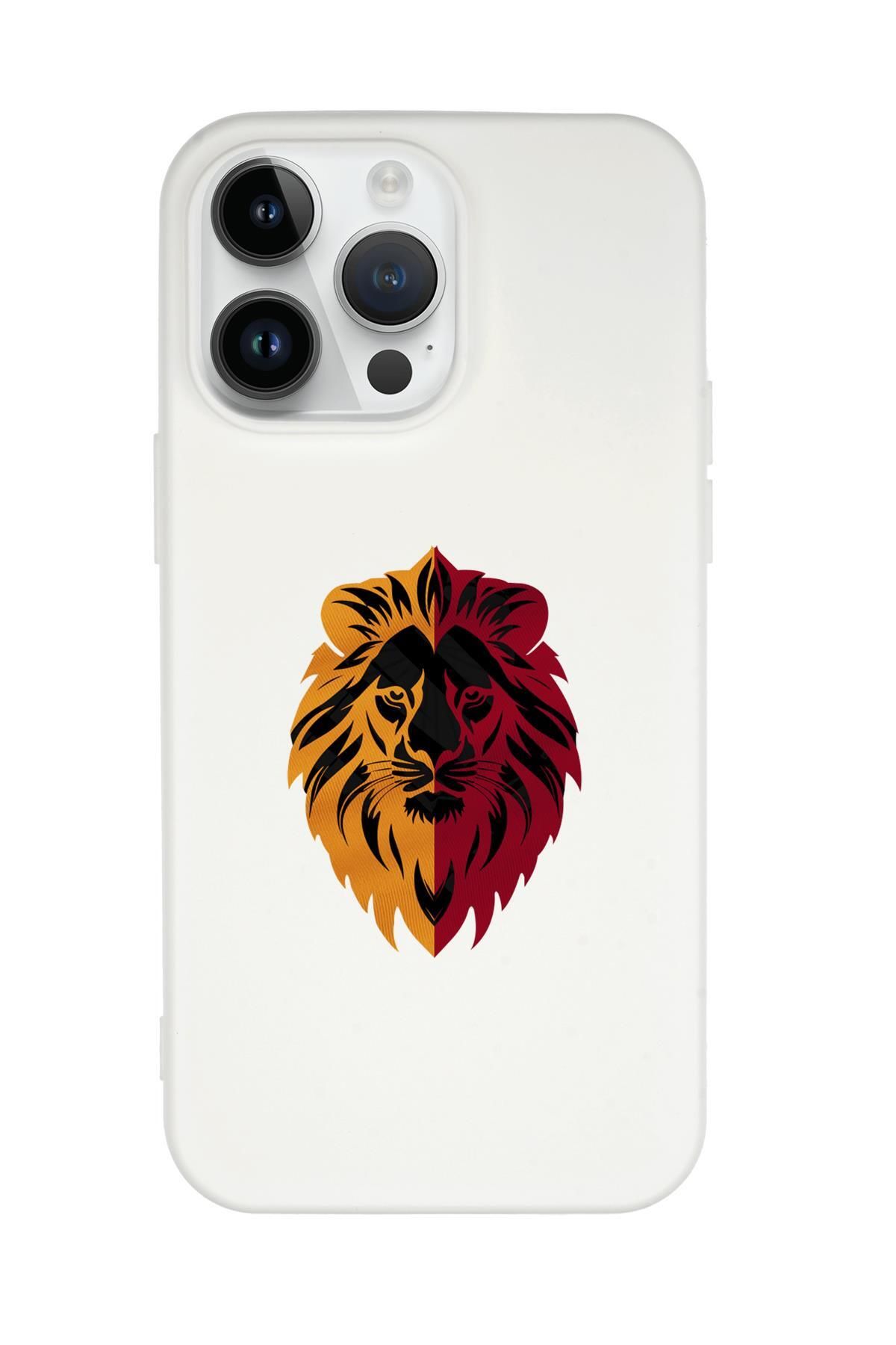 mooodcase iPhone 15 Pro Max Uyumlu Sarı Kırmızı Aslan Desenli Premium Silikonlu Telefon Kılıfı