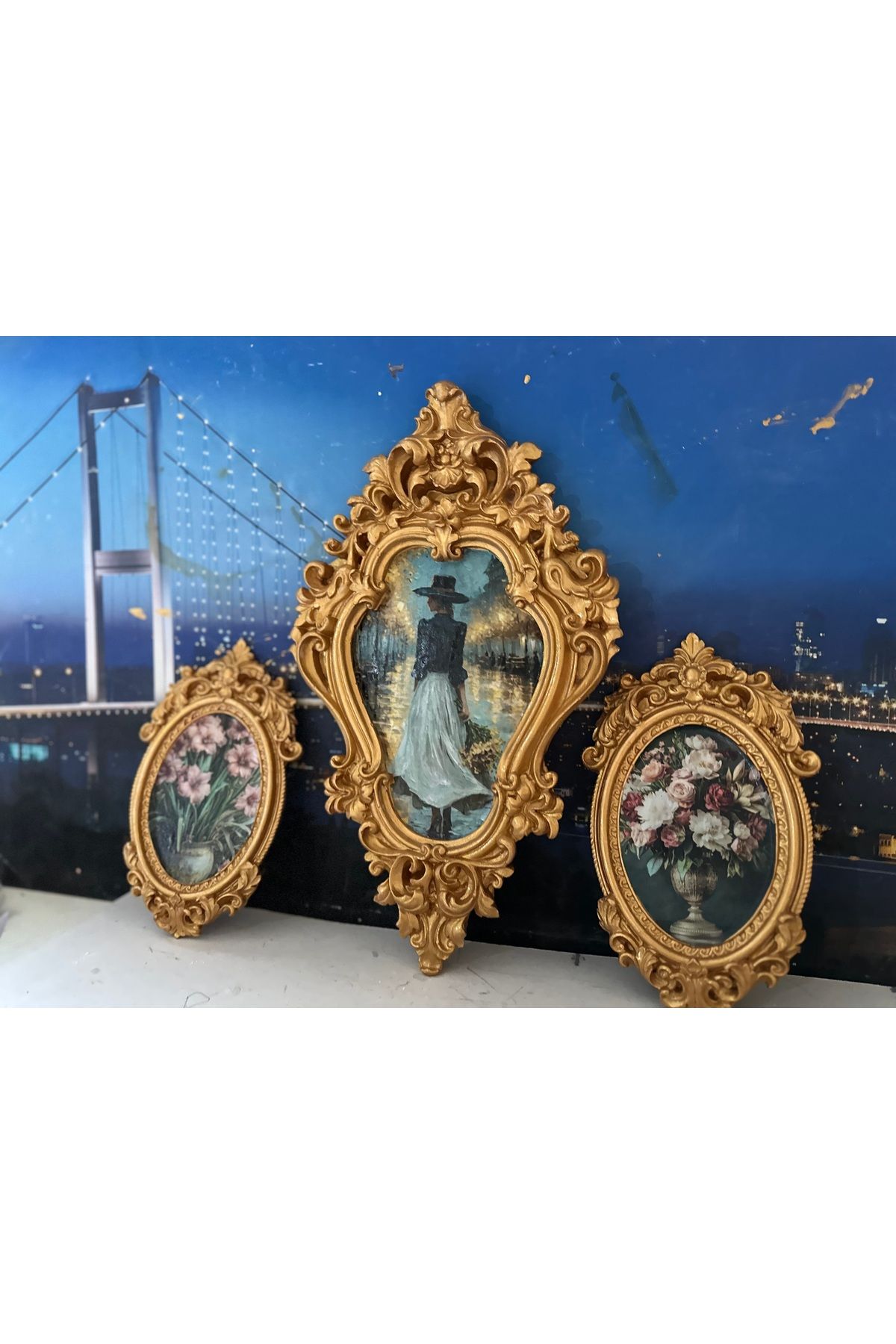 busraconcept Dekopaj duvar tablo vintage tarzı 3lü set