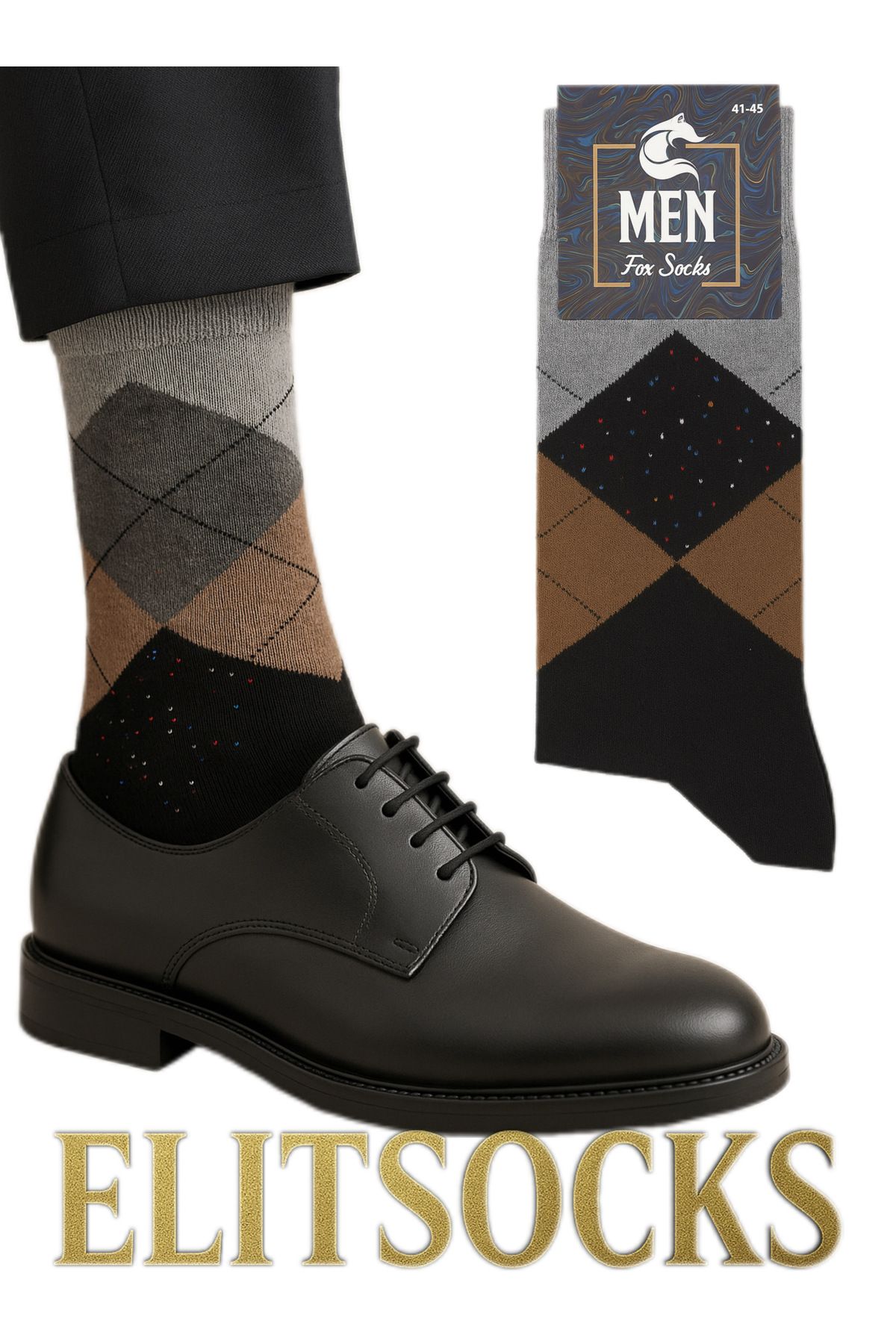 Koza Erkek Argyle Desenli Premium Çorap – Tekli Paket (41-45)