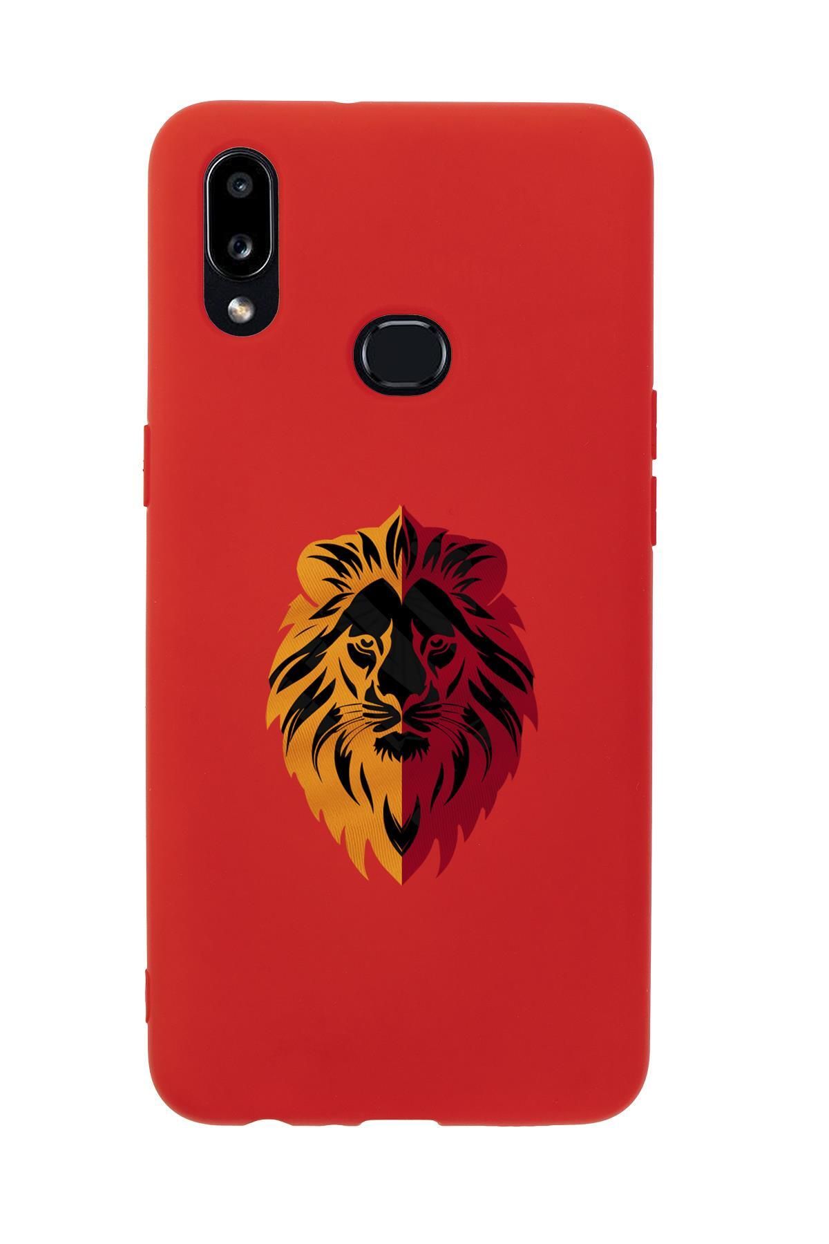 mooodcase Samsung A10s Uyumlu Sarı Kırmızı Aslan Desenli Premium Silikonlu Telefon Kılıfı