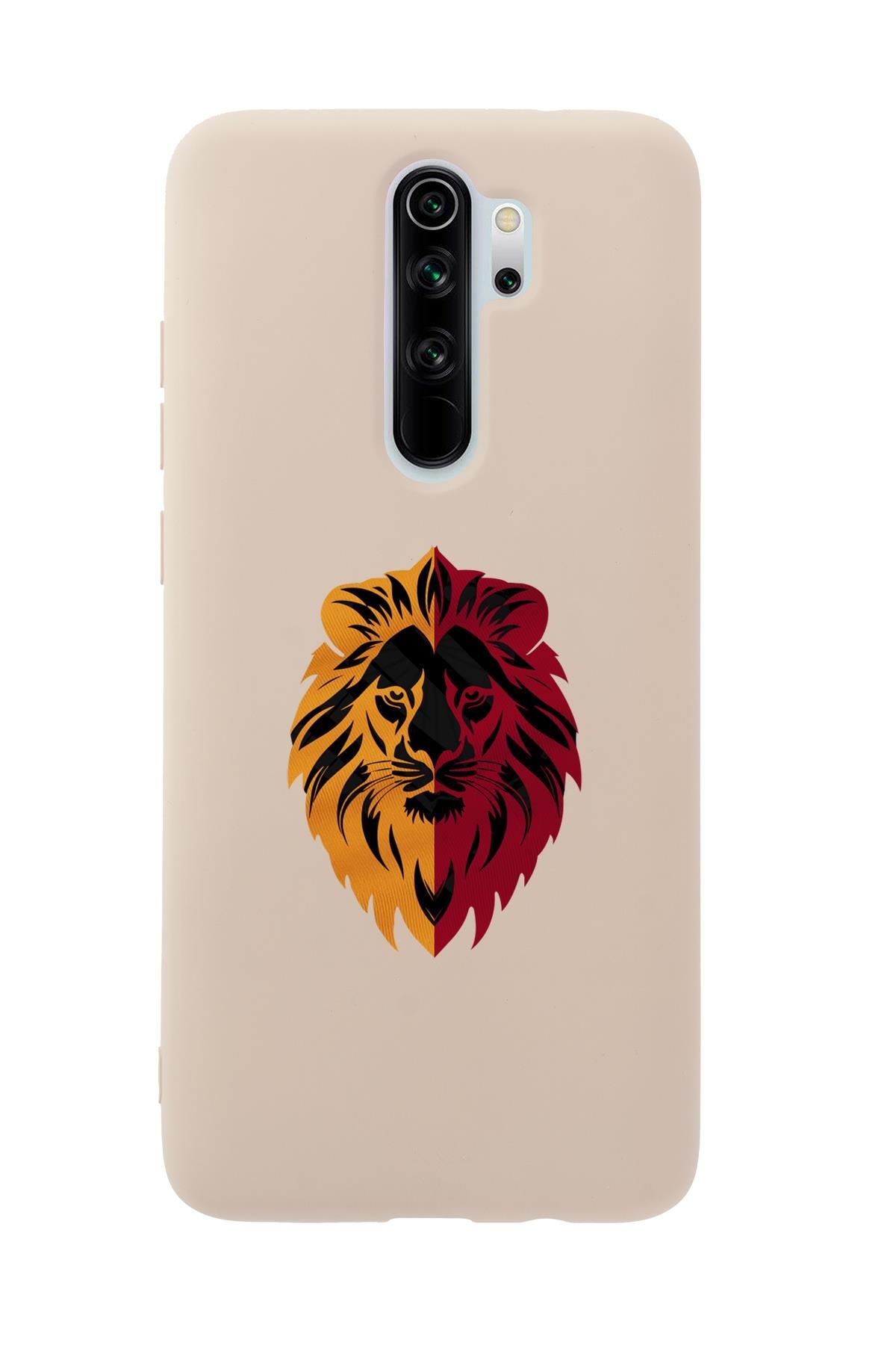 mooodcase Xiaomi Redmi Note 8 Pro Uyumlu Sarı Kırmızı Aslan Desenli Premium Silikonlu Telefon Kılıfı