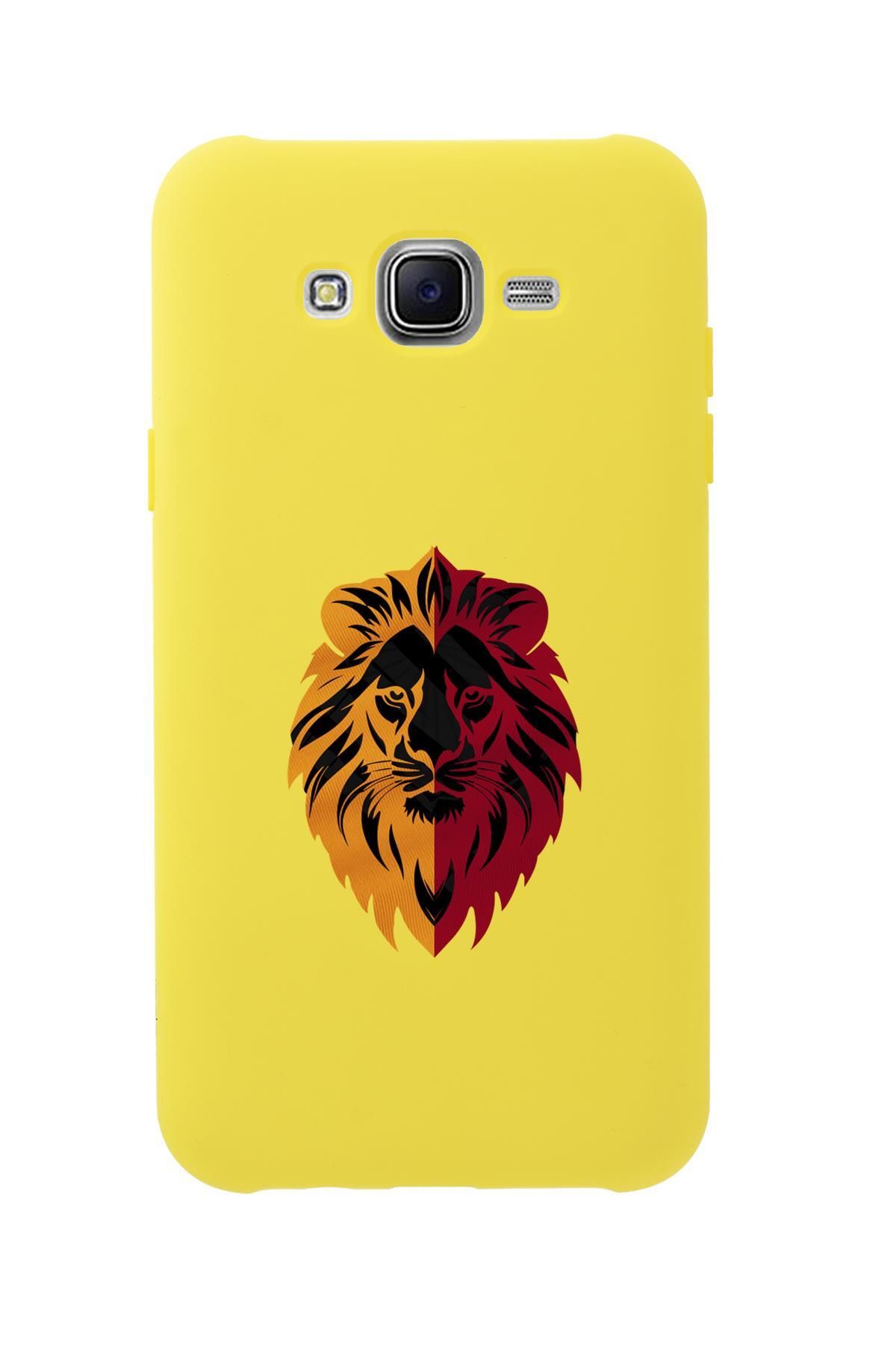 mooodcase Samsung J7 Uyumlu Sarı Kırmızı Aslan Desenli Premium Silikonlu Telefon Kılıfı