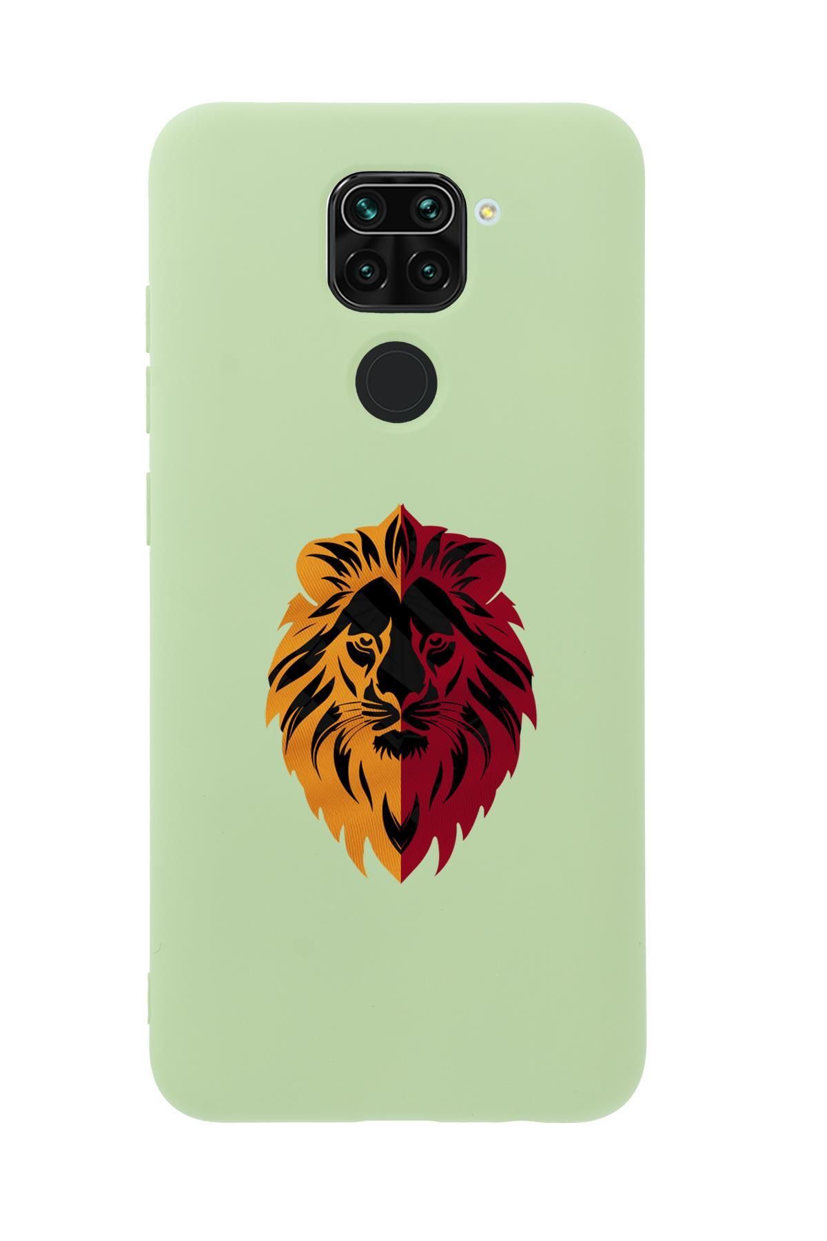mooodcase Xiaomi Redmi Note 9 Uyumlu Sarı Kırmızı Aslan Desenli Premium Silikonlu Telefon Kılıfı