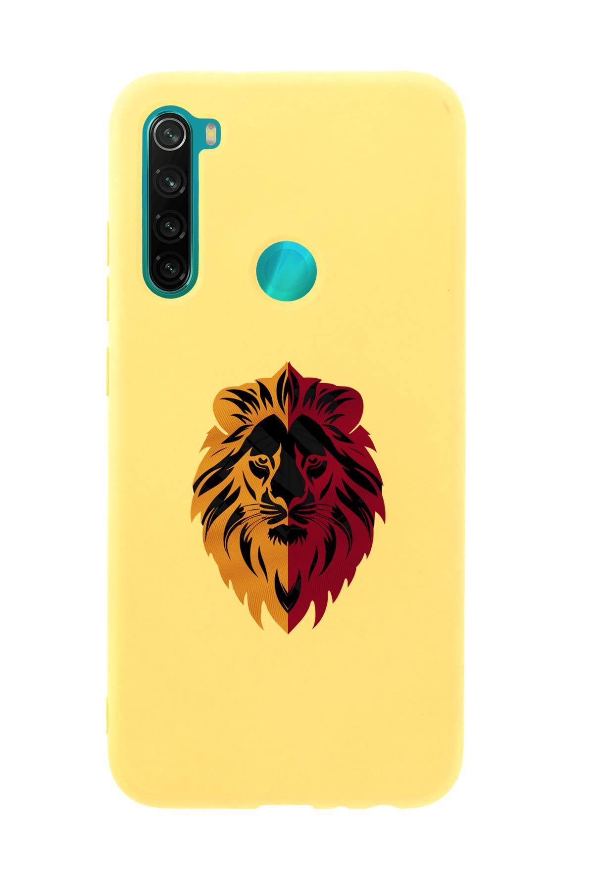 mooodcase Xiaomi Redmi Note 8 Uyumlu Sarı Kırmızı Aslan Desenli Premium Silikonlu Telefon Kılıfı