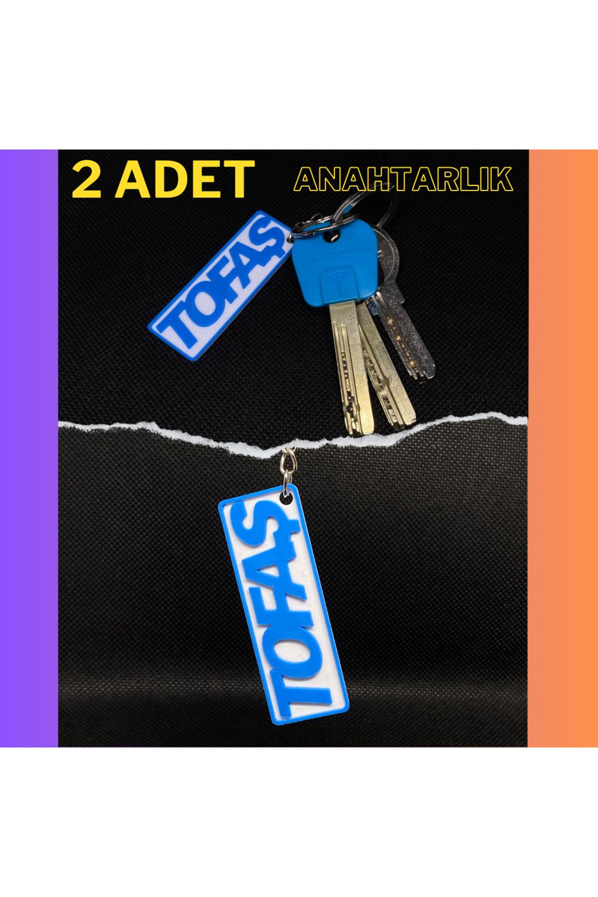 PUREYSMA TOFAŞ Anahtarlık – 2 Adet -Mavi Beyaz Renk