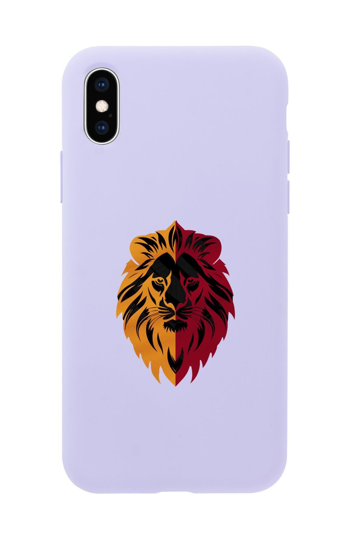 mooodcase iPhone XS Uyumlu Sarı Kırmızı Aslan Desenli Premium Silikonlu Telefon Kılıfı