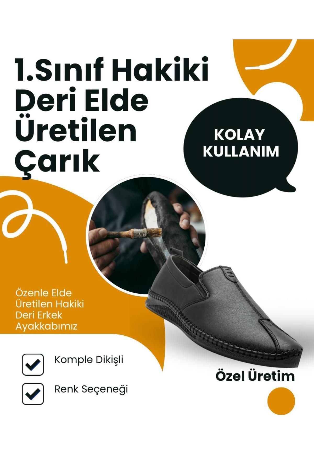 İYİSİNDEN SHOES Hakiki Deri El Yapımı Erkek Çarık Ayakkabı – Tamamen Dikişli, Poli Taban