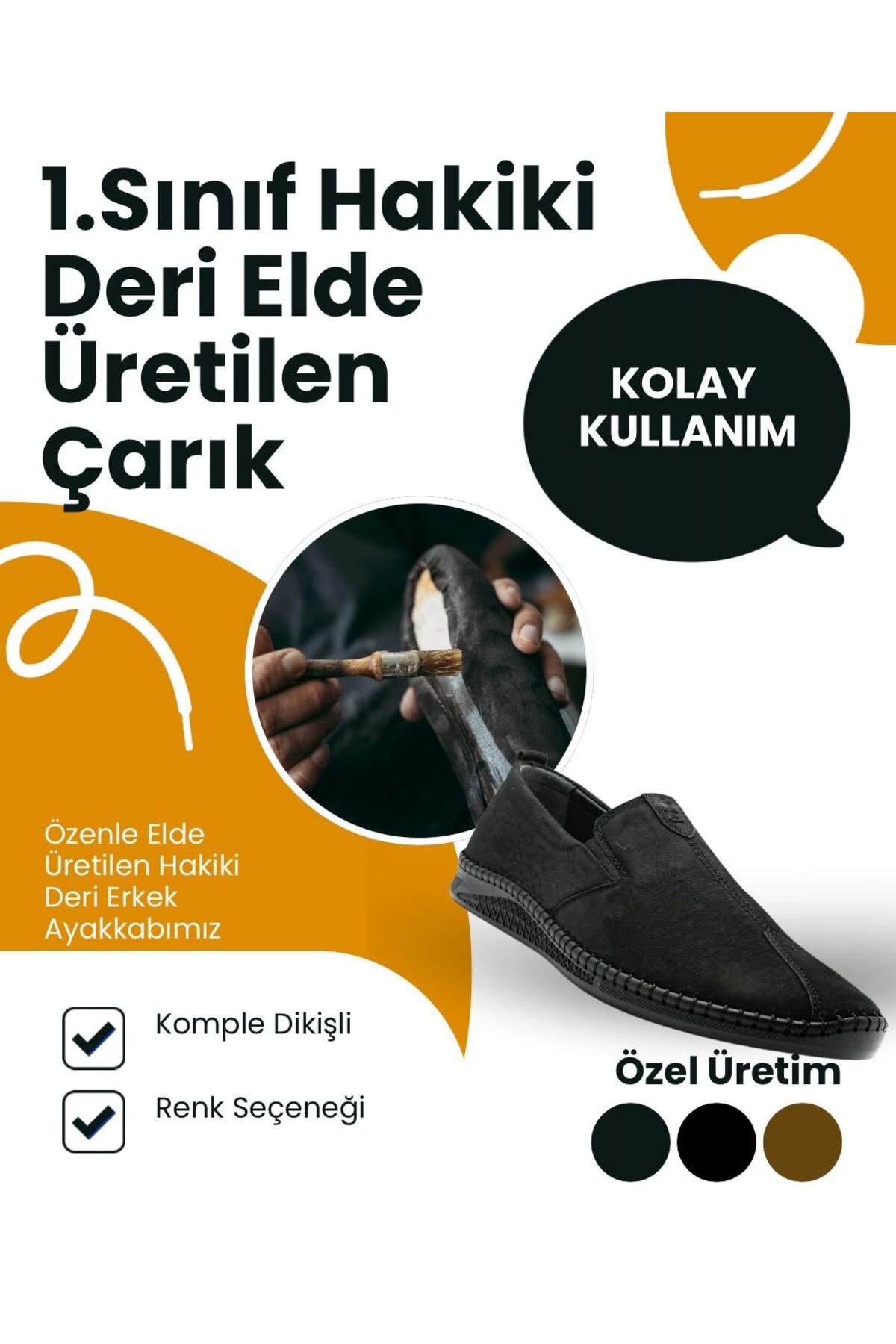 İYİSİNDEN SHOES Hakiki Deri El Yapımı Erkek Çarık Ayakkabı – Tamamen Dikişli, Poli Taban