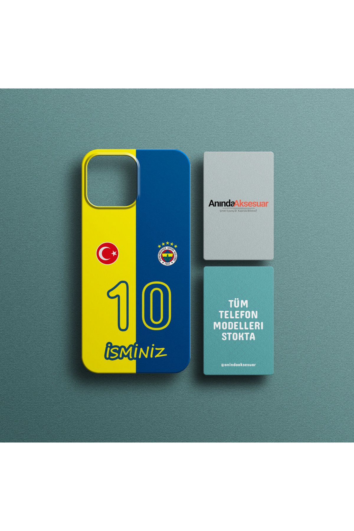 Web İşyerim Xiaomi Redmi Note 13 5G Uyumlu Kişiye Özel İsimli Numaralı Fenerbahçe Telefon Kılıfı