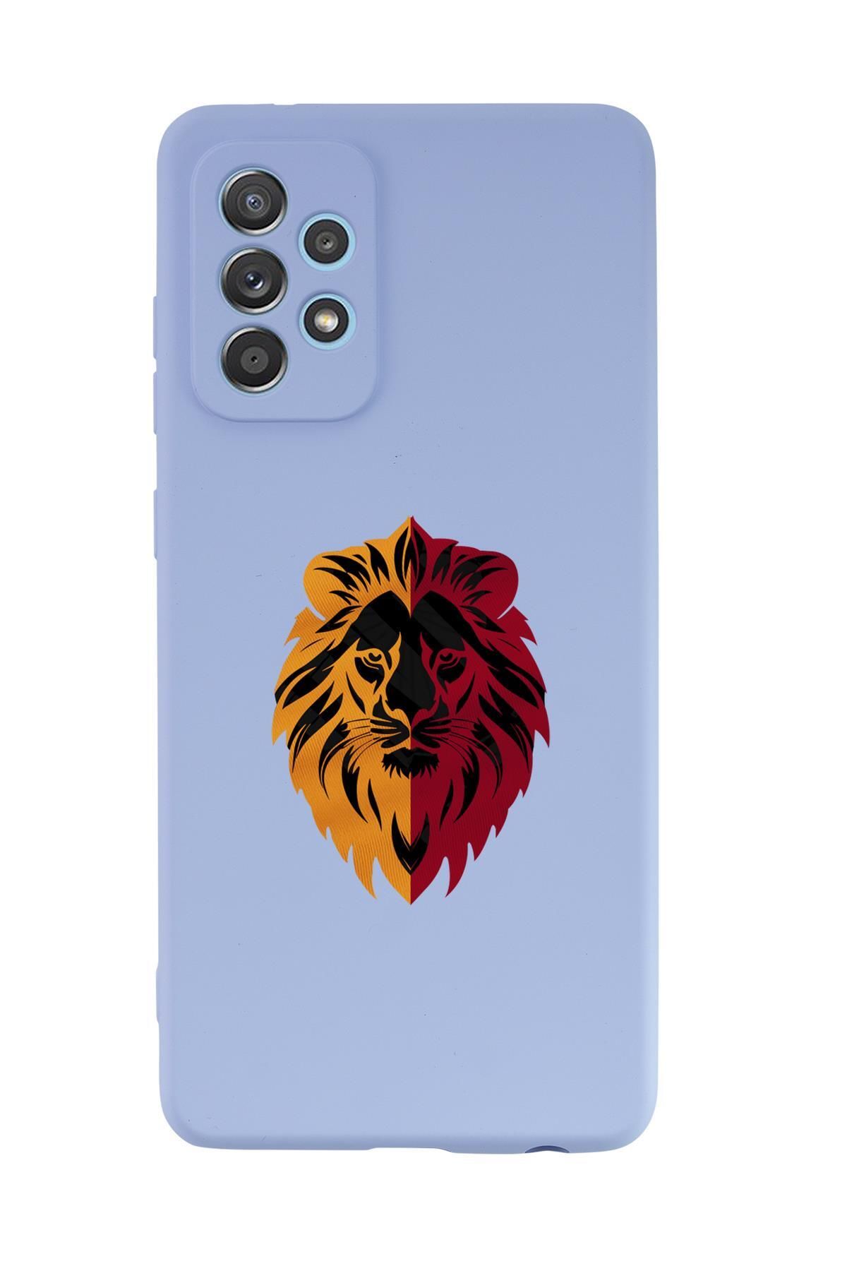 mooodcase Samsung A72 Uyumlu Sarı Kırmızı Aslan Desenli Premium Silikonlu Telefon Kılıfı