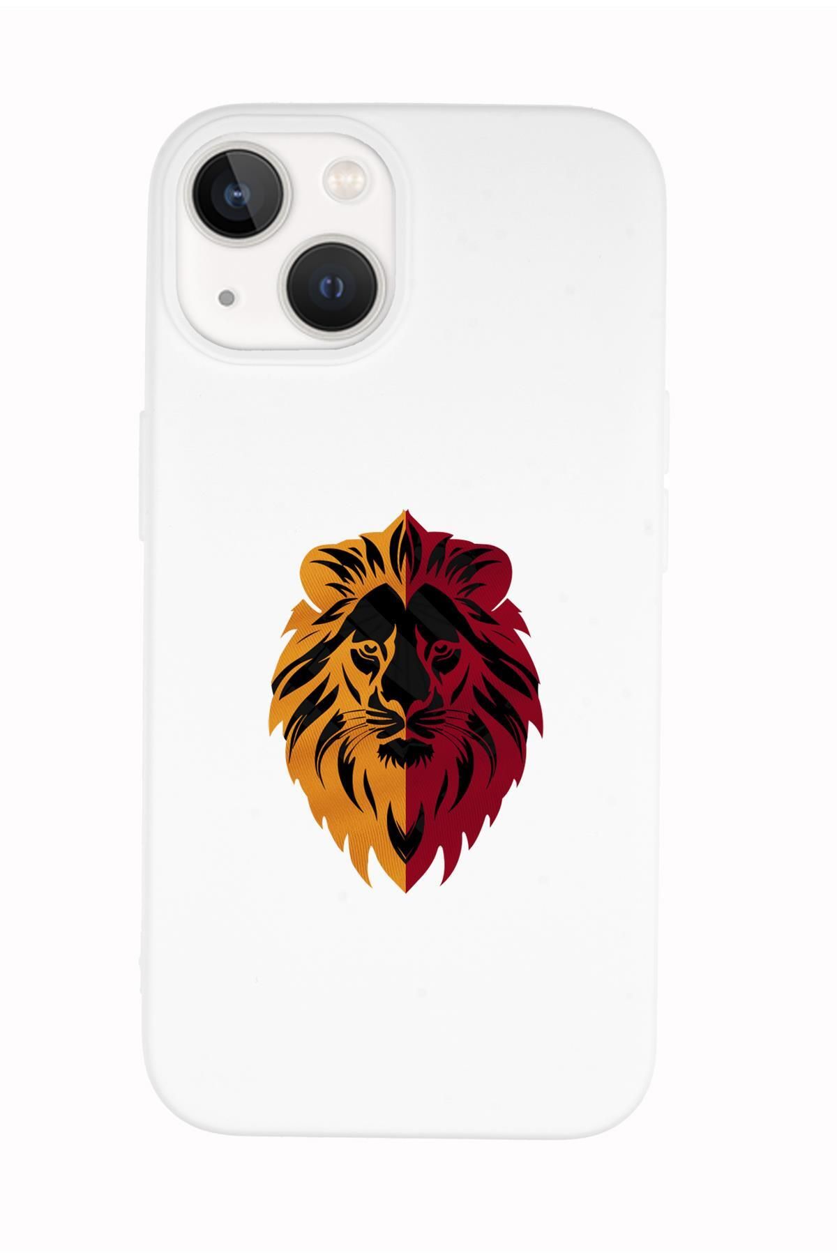 mooodcase iPhone 15 Plus Uyumlu Sarı Kırmızı Aslan Desenli Premium Silikonlu Telefon Kılıfı