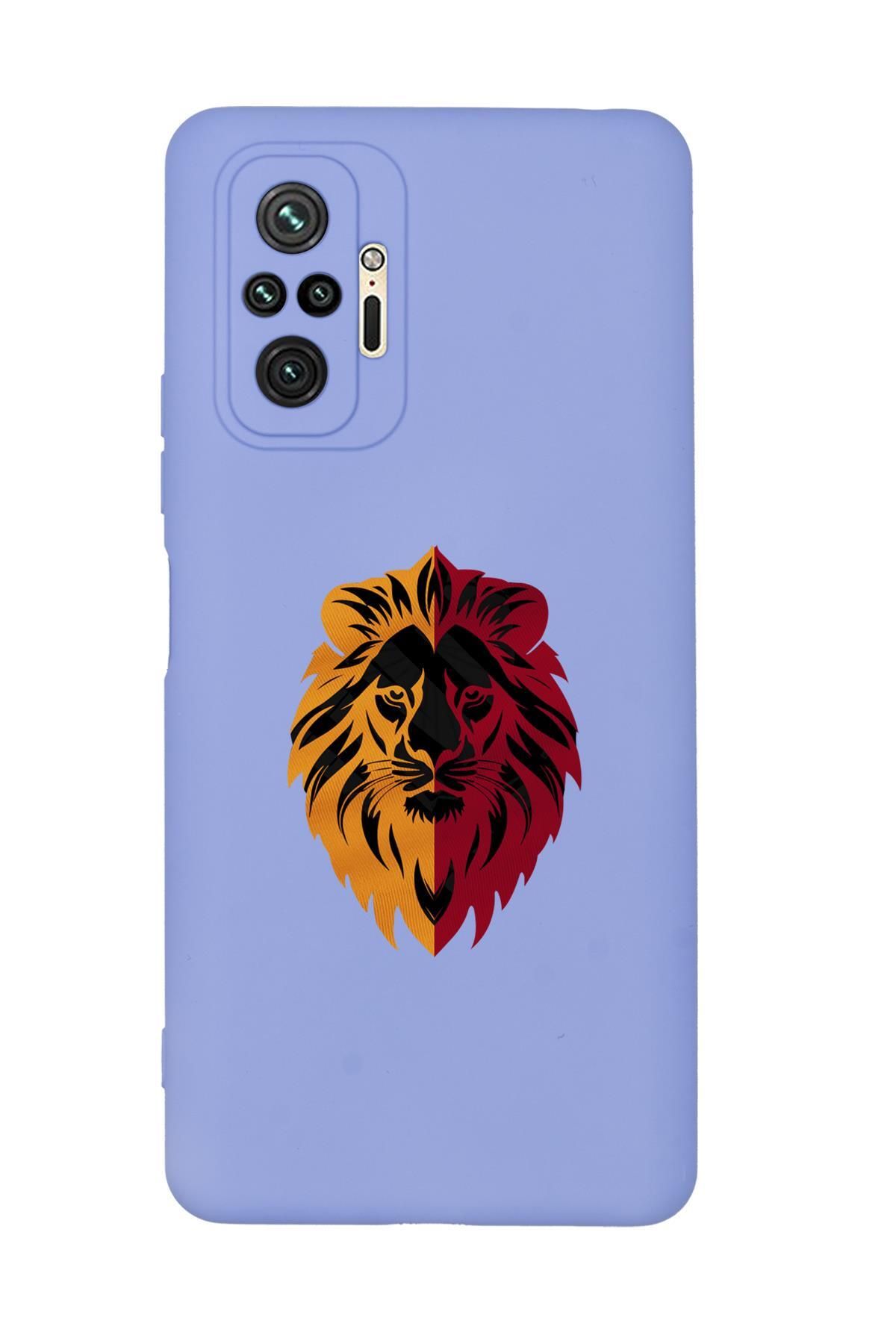mooodcase Xiaomi Redmi Note 10 Pro Uyumlu Sarı Kırmızı Aslan Desenli Premium Silikonlu Telefon Kılıfı