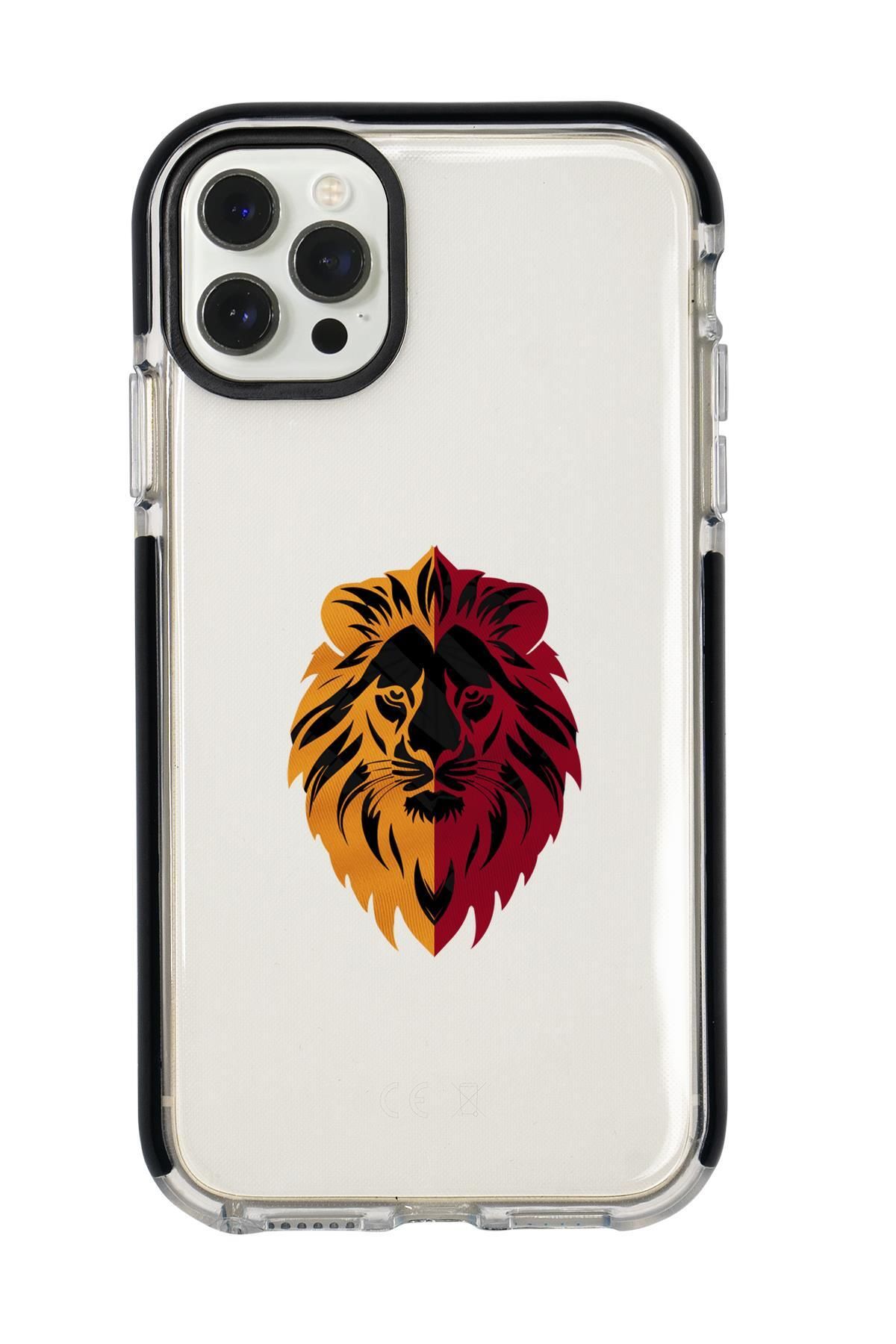 mooodcase iPhone 12 Pro Max Uyumlu Sarı Kırmızı Aslan Desenli Candy Bumper Silikonlu Telefon Kılıfı