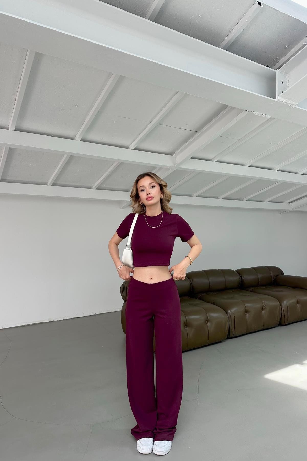CIQULATA Modal Kısa Kol Takım Bordo