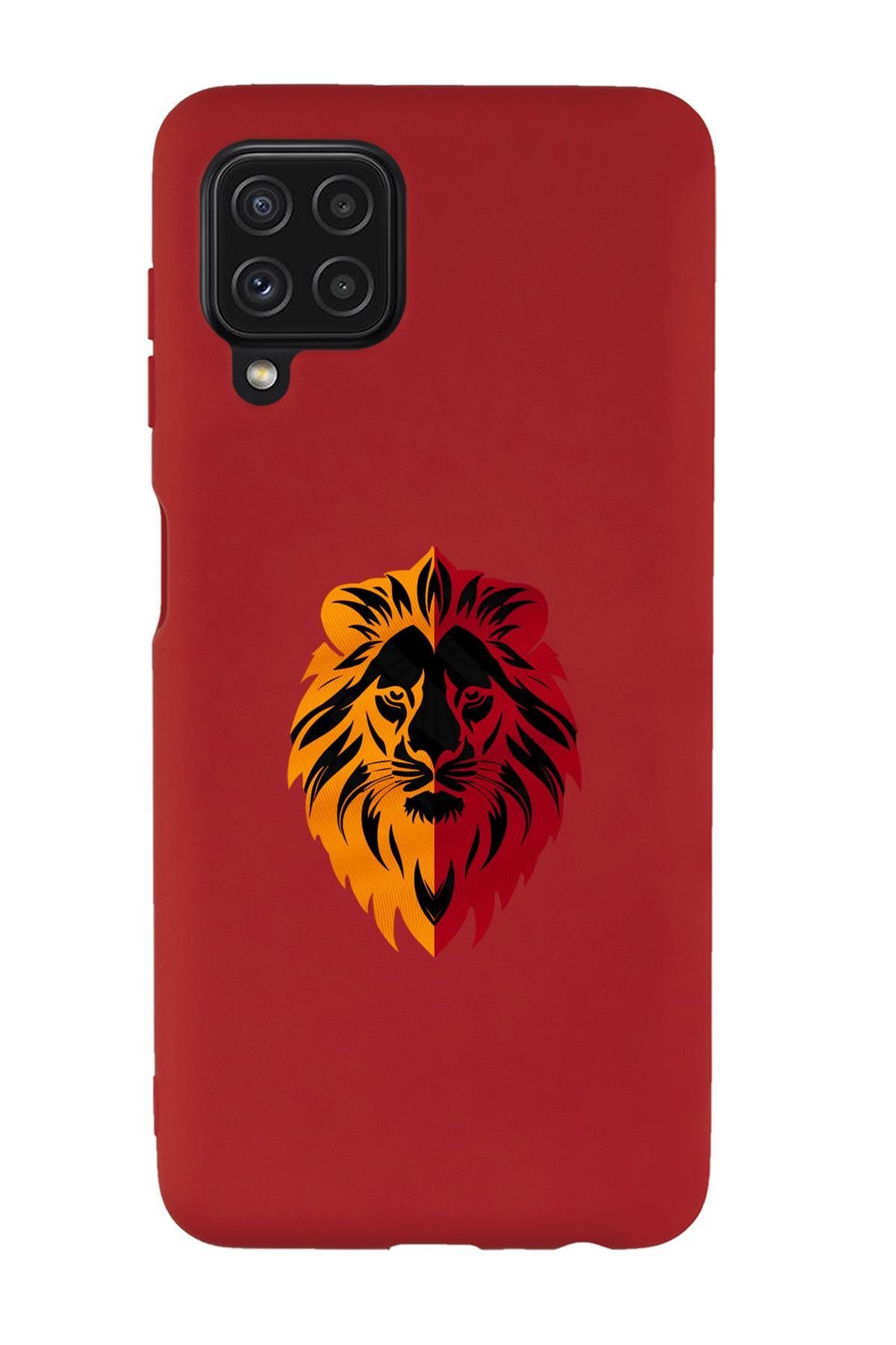 mooodcase Samsung A22 Uyumlu Sarı Kırmızı Aslan Desenli Premium Silikonlu Telefon Kılıfı