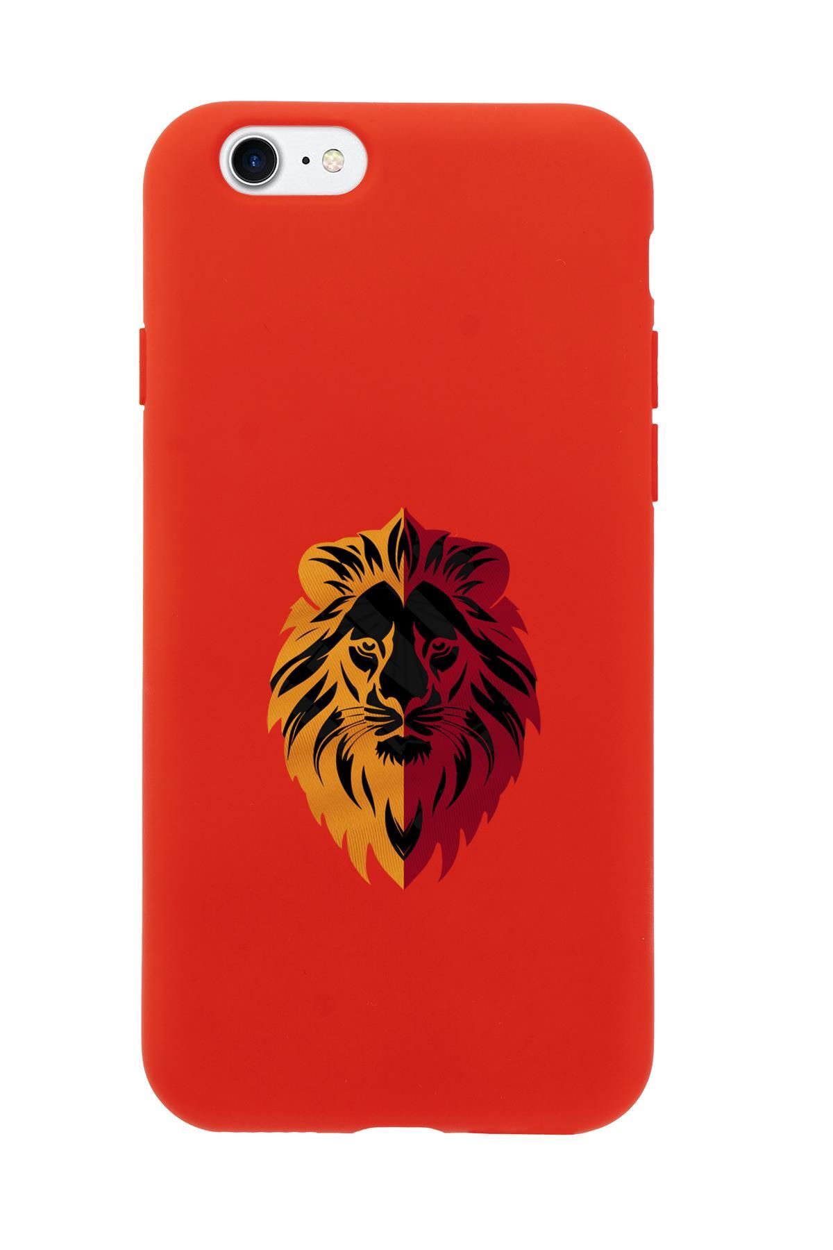 mooodcase iPhone SE 2020 Uyumlu Sarı Kırmızı Aslan Desenli Premium Silikonlu Telefon Kılıfı