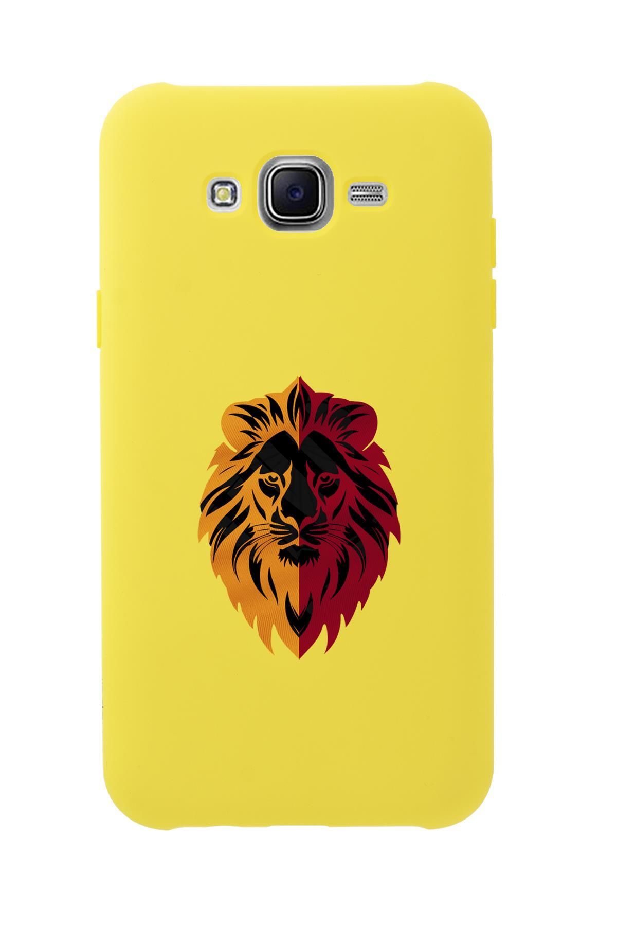 mooodcase Samsung J7 Core Uyumlu Sarı Kırmızı Aslan Desenli Premium Silikonlu Telefon Kılıfı