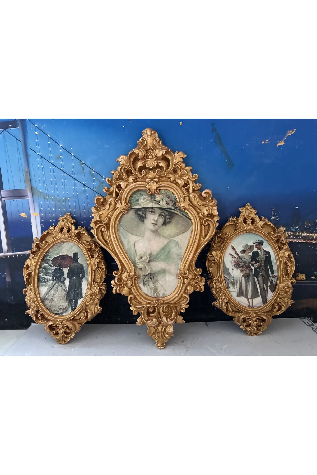 busraconcept Duvar pano 3lü set vintage tarzı dekopaj tablo