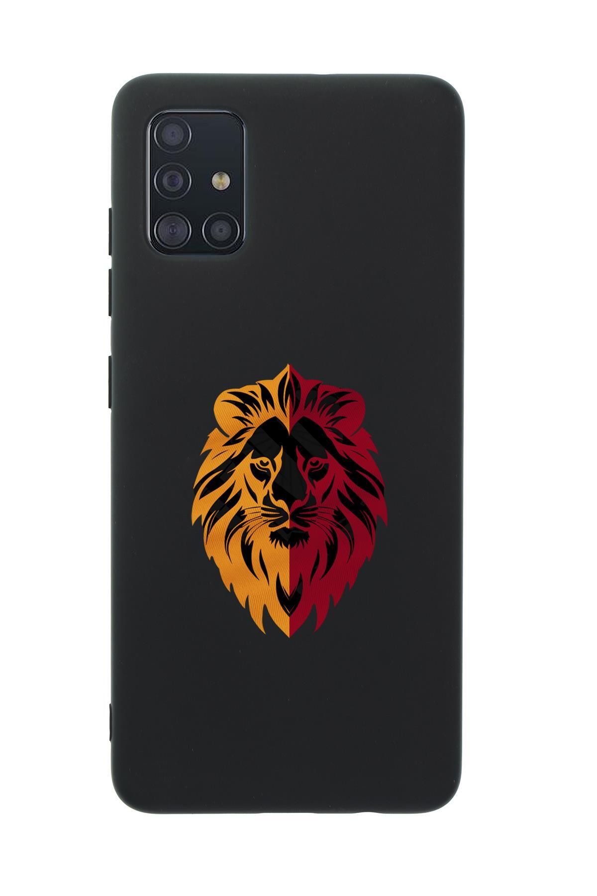 mooodcase Samsung A51 Uyumlu Sarı Kırmızı Aslan Desenli Premium Silikonlu Telefon Kılıfı