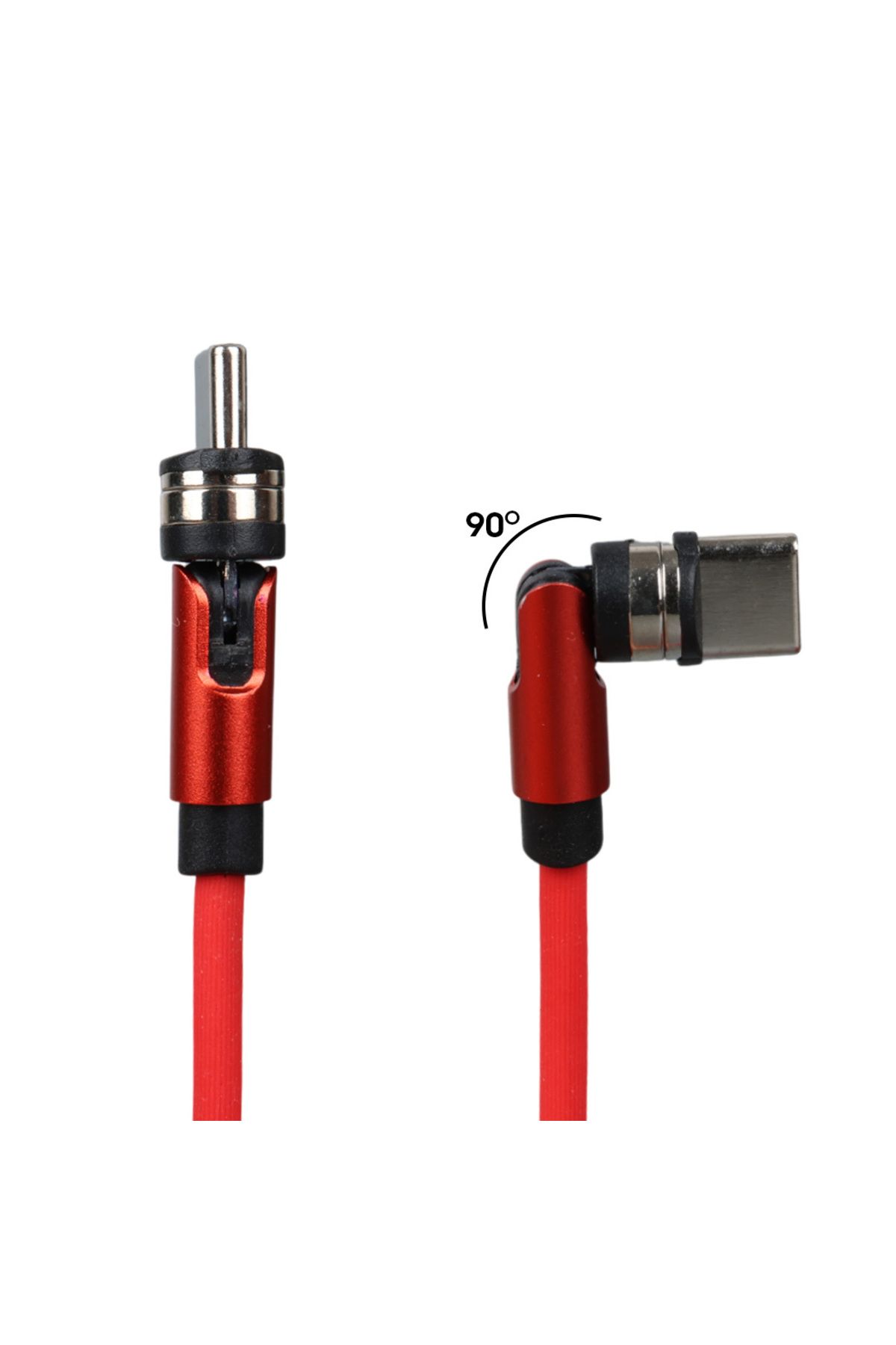 POEBGO FAMİLY'S KIRMIZI 3İN1 (TYPE C- LİGHTNİNG- MİCRO USB) MANYETİK UÇ TAŞINABİLİR ŞARJ KABLOSU (5162)