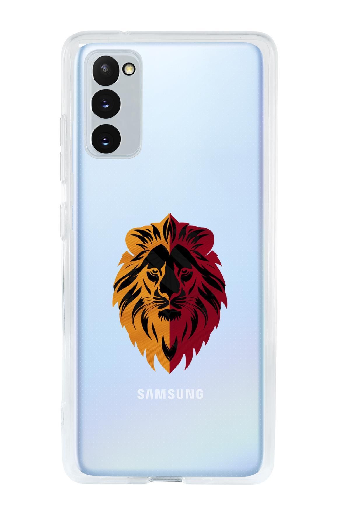 mooodcase Samsung S20 FE Uyumlu Sarı Kırmızı Aslan Desenli Premium Şeffaf Silikon Kılıf